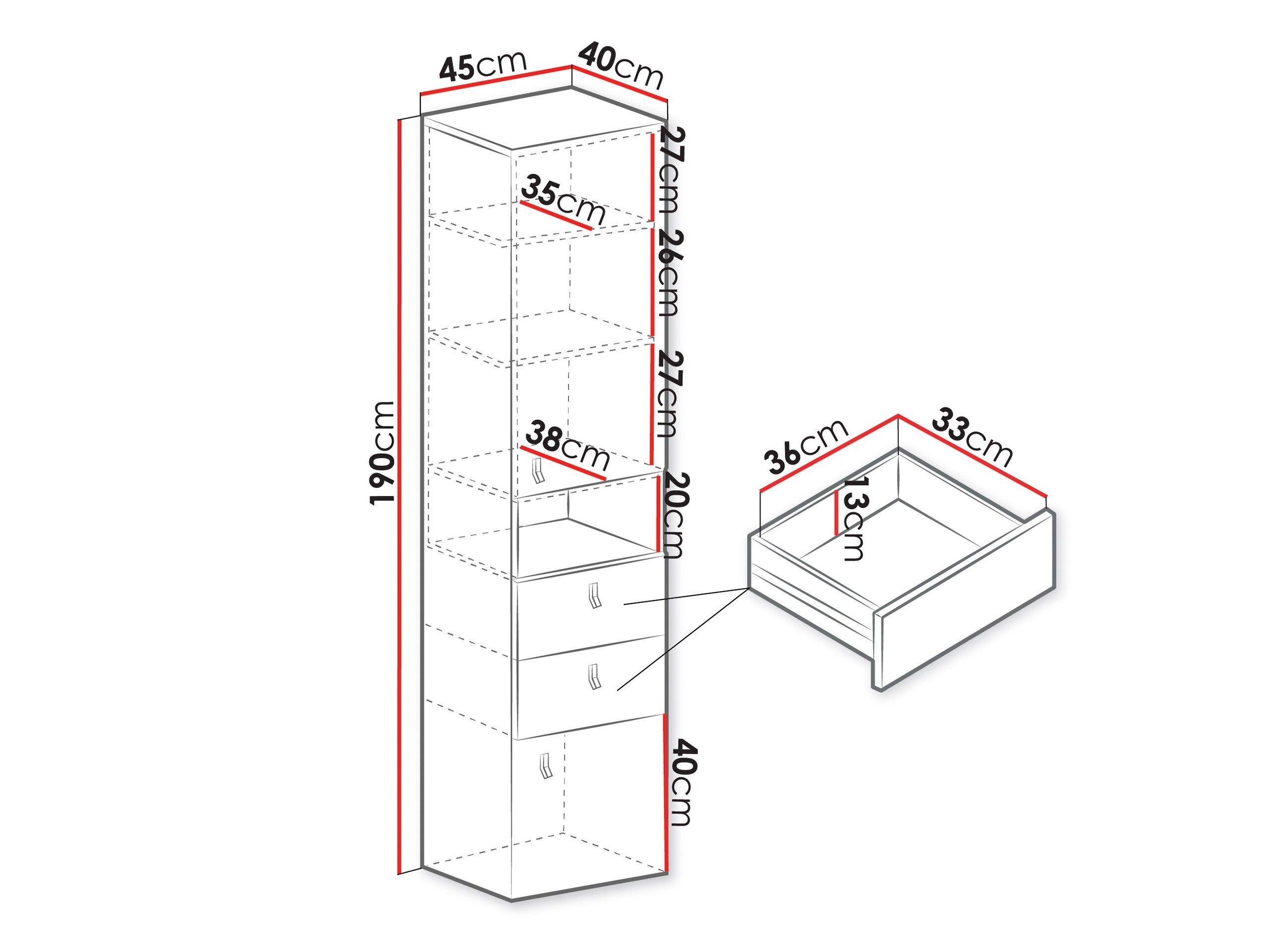 Reol Camteso 102 (Sort + Egetræ + Beige)