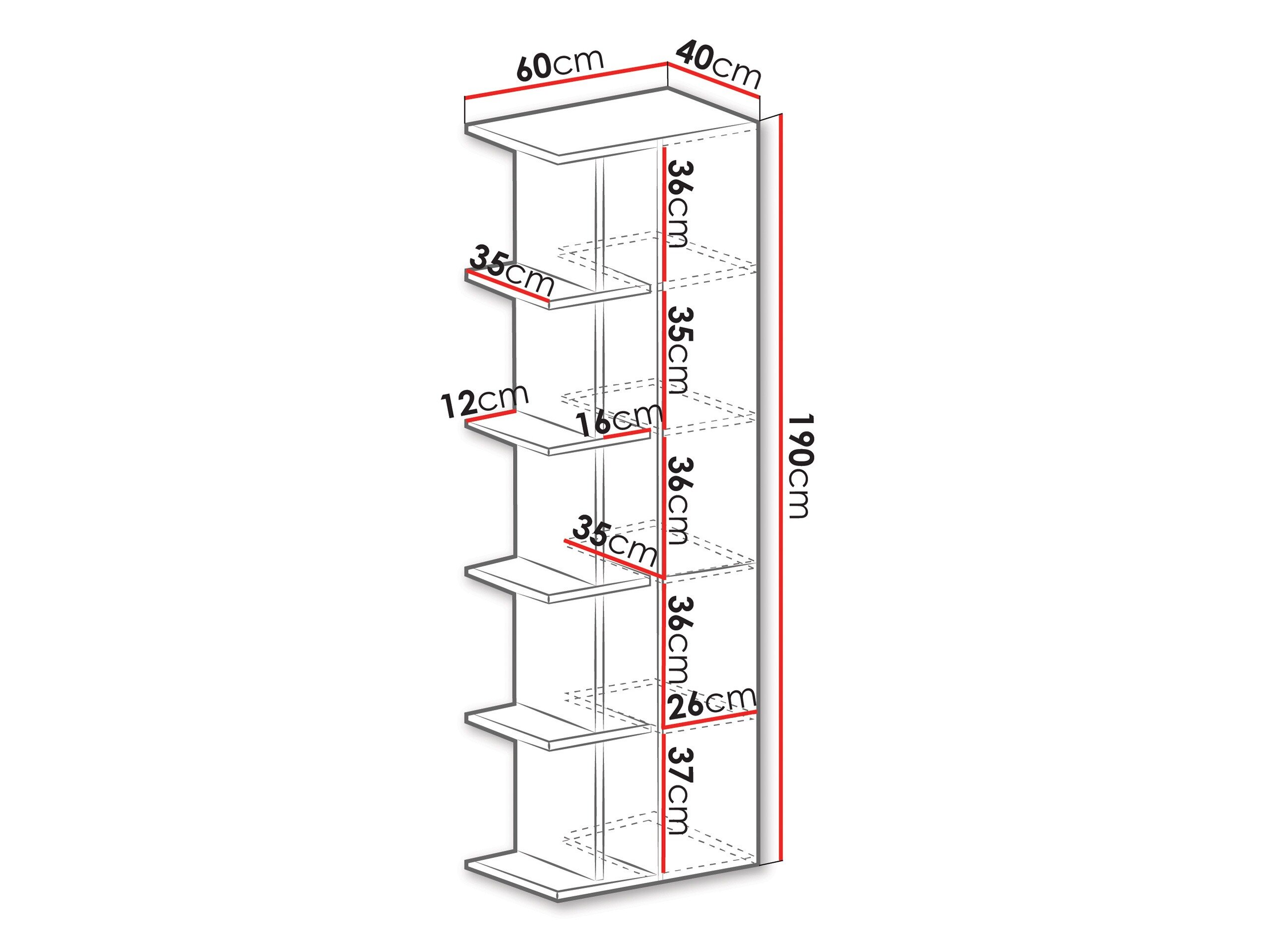 Reol Camteso 103 (Sort + Egetræ + Beige)
