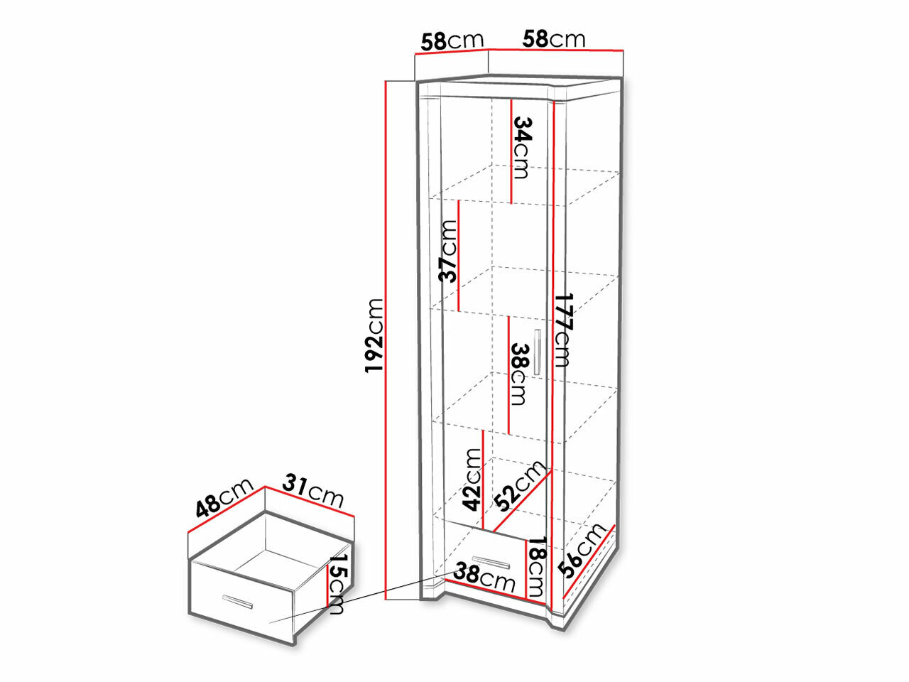 Garderobeskab Lorelie 117 (Sonoma eg)