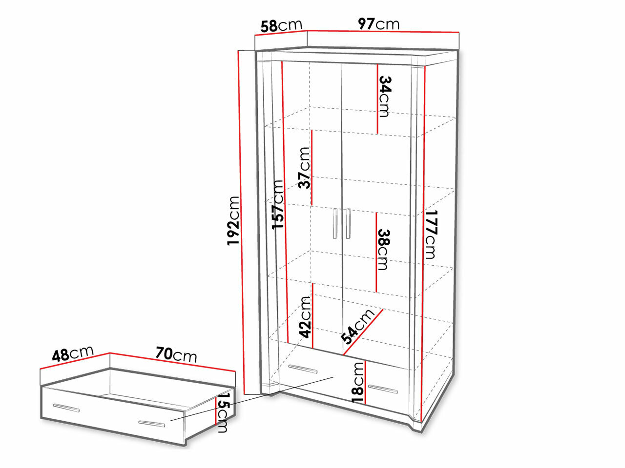 Garderobeskab Lorelie 118 (Sonoma eg)