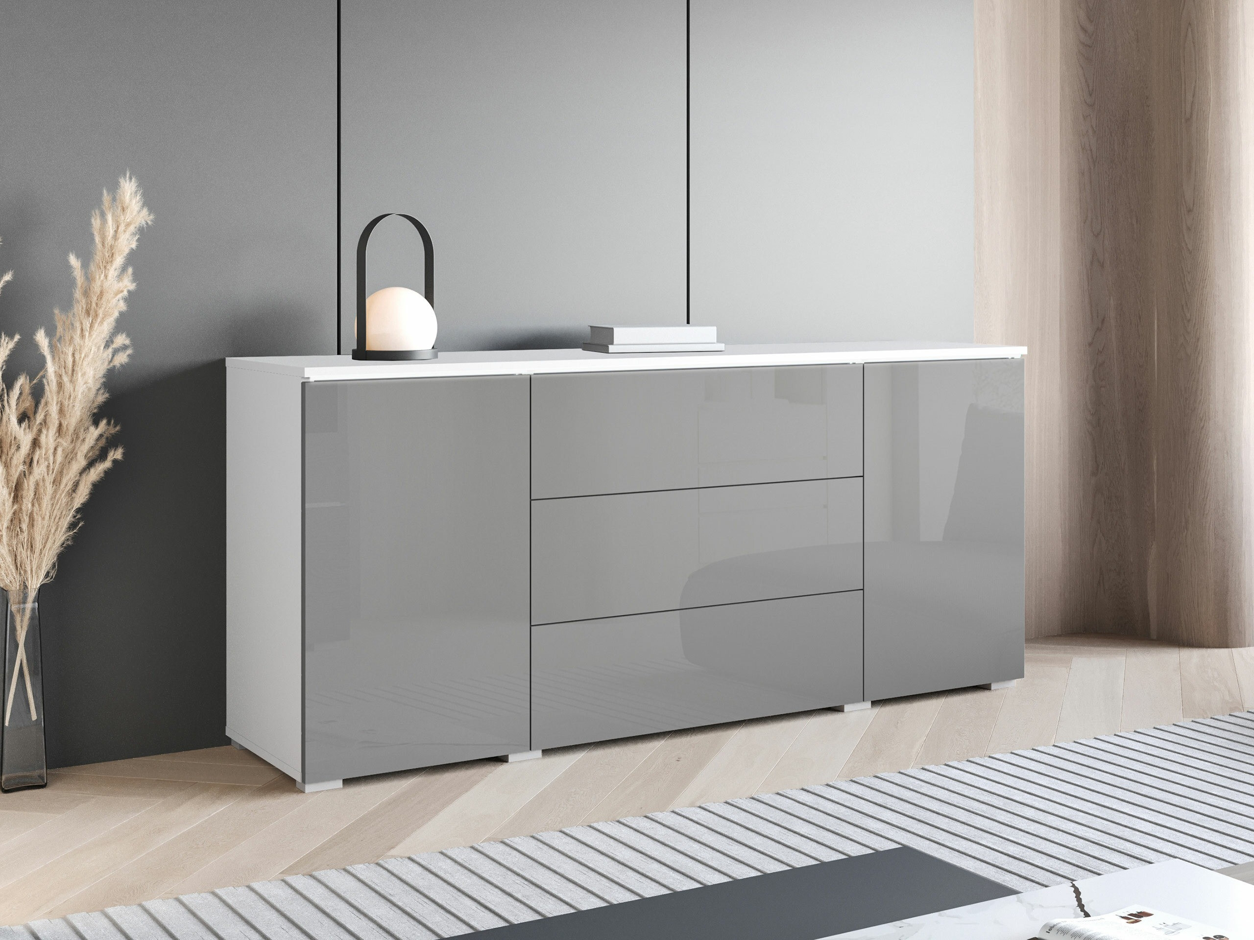 Kommode Mirfivo 102 (Glansfuld grå)
