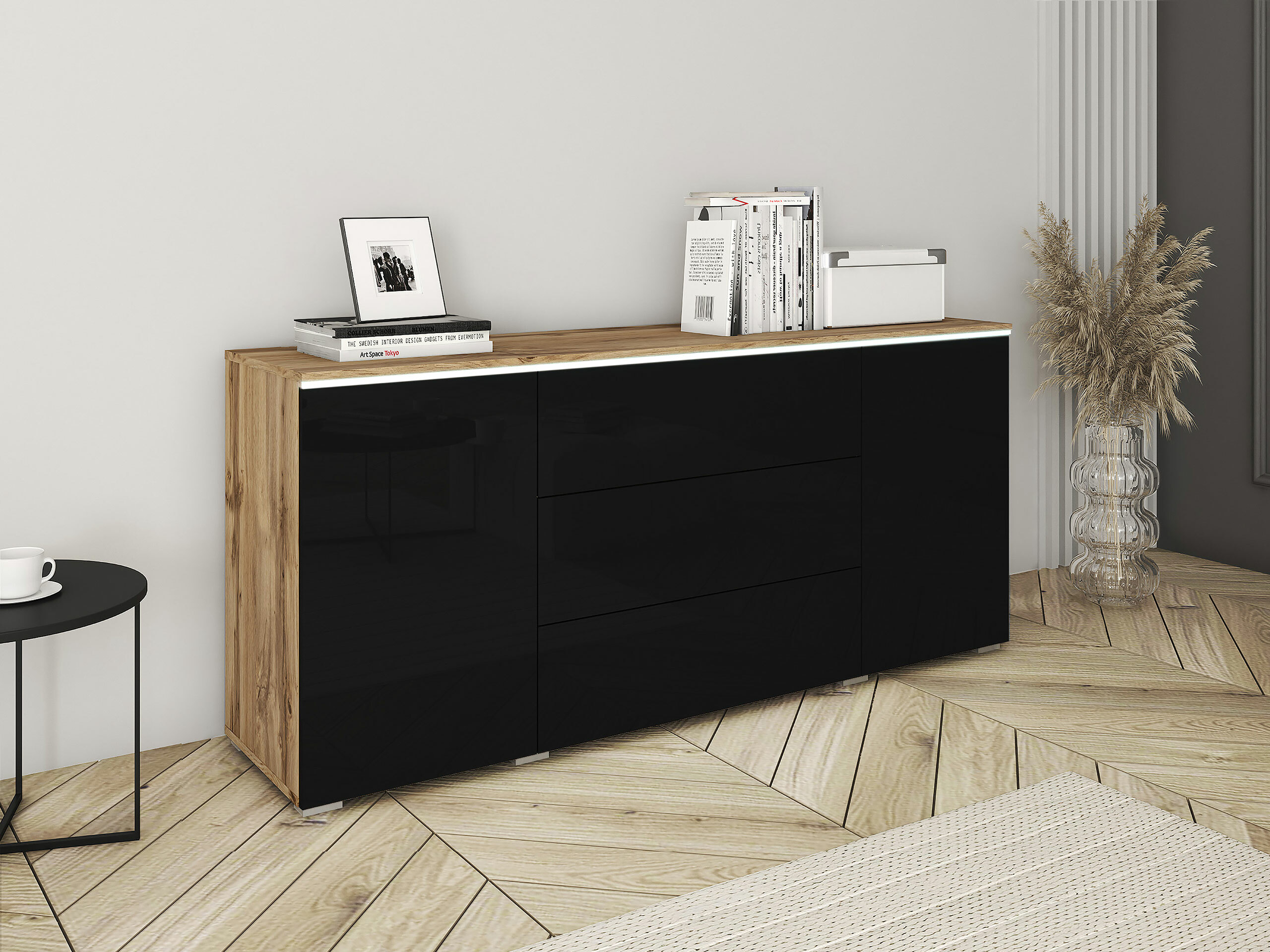 Kommode Mirfivo 102 (Wotan eg + Blank sort)