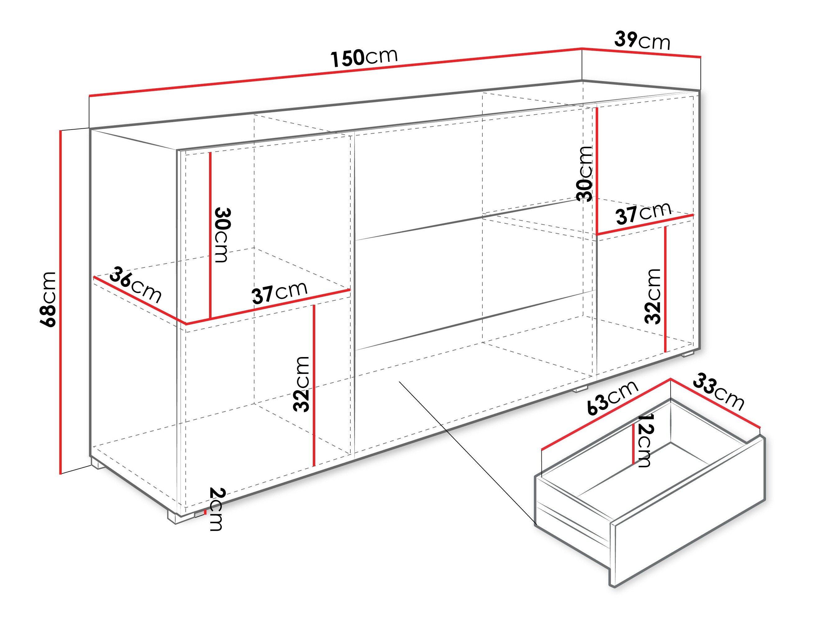 Kommode Sarasota 191 (Hvid + Wotan eg)
