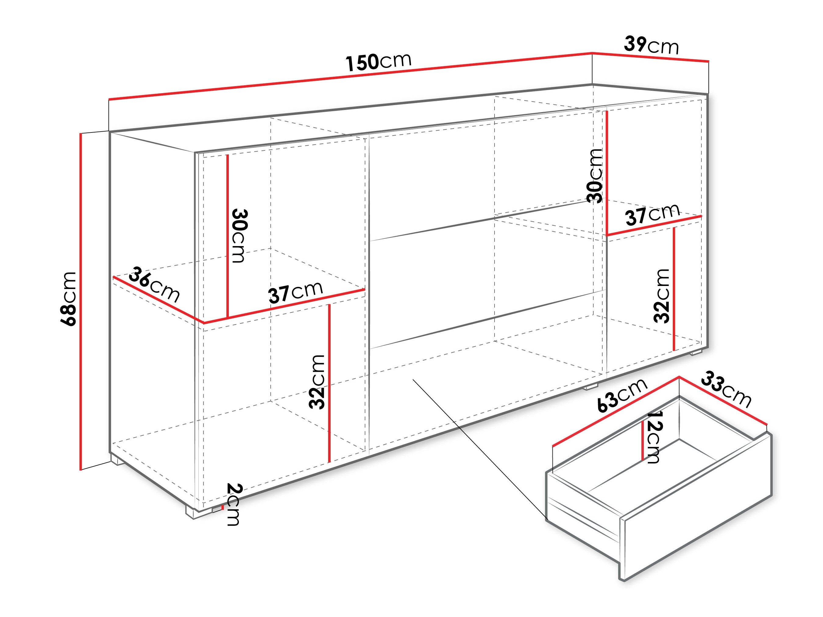Kommode Sarasota 191 (Wotan eg + Grafit)