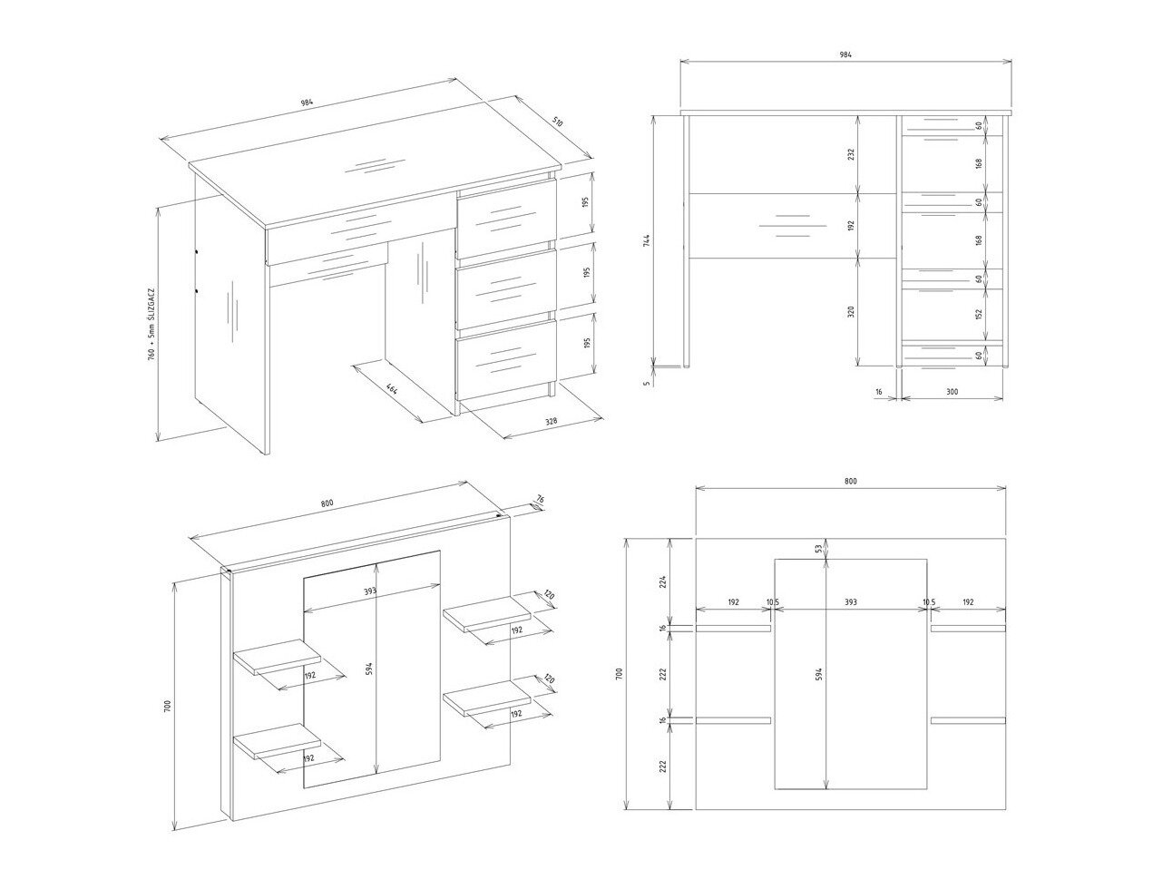 Sminkebord Mandeville 351 (Højre)