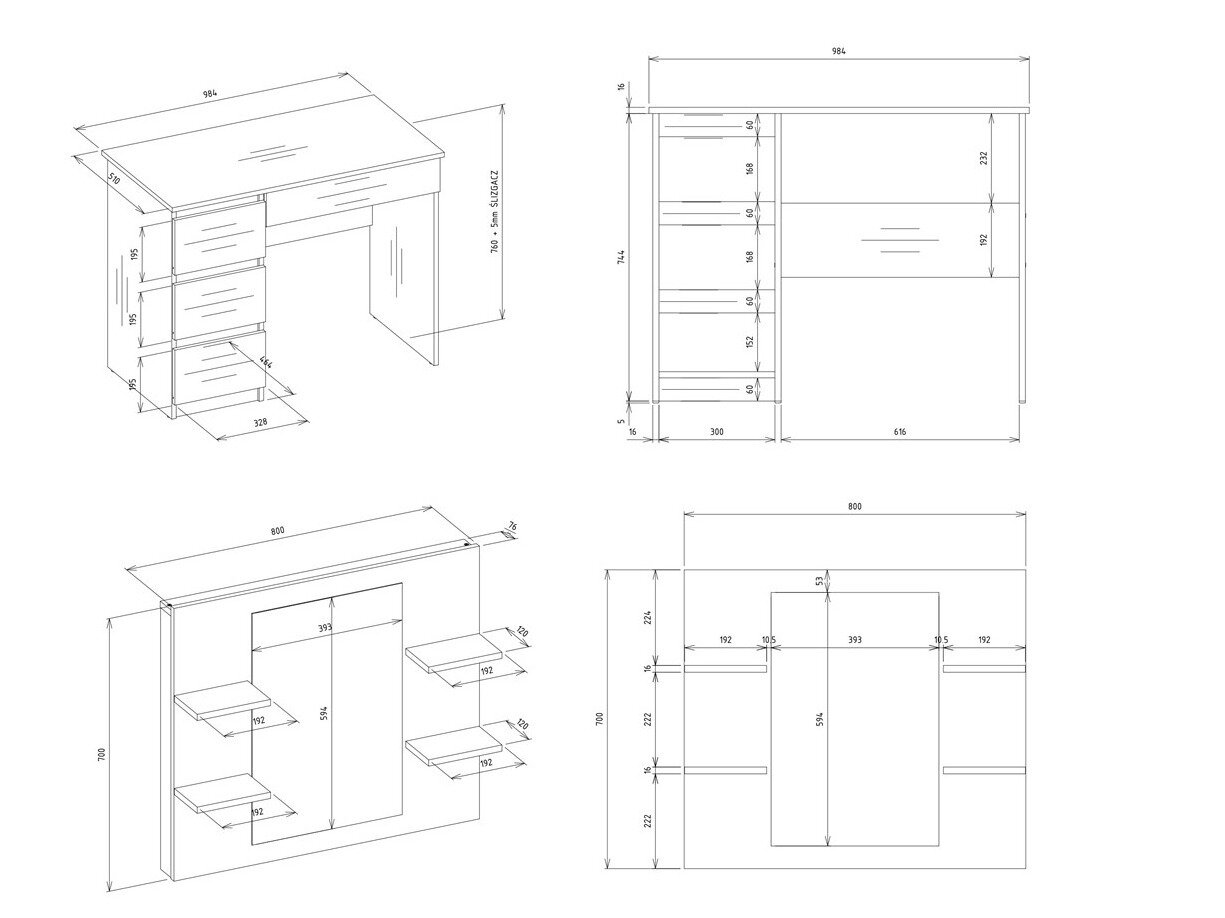 Sminkebord Mandeville 351 (Venstre)