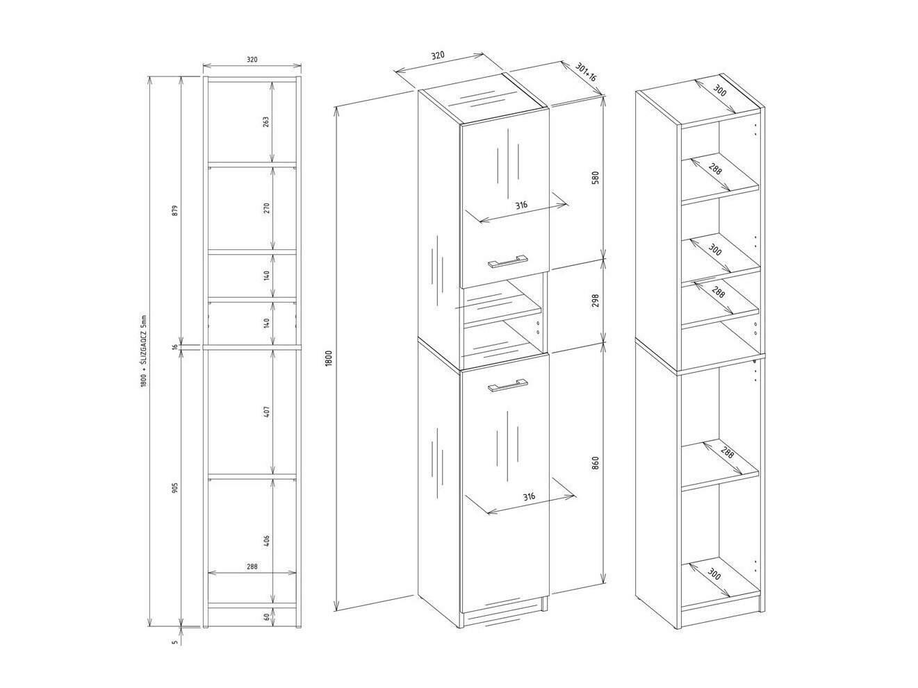 Stående badeværelsesskab Mandeville 152 (Artisan eg)