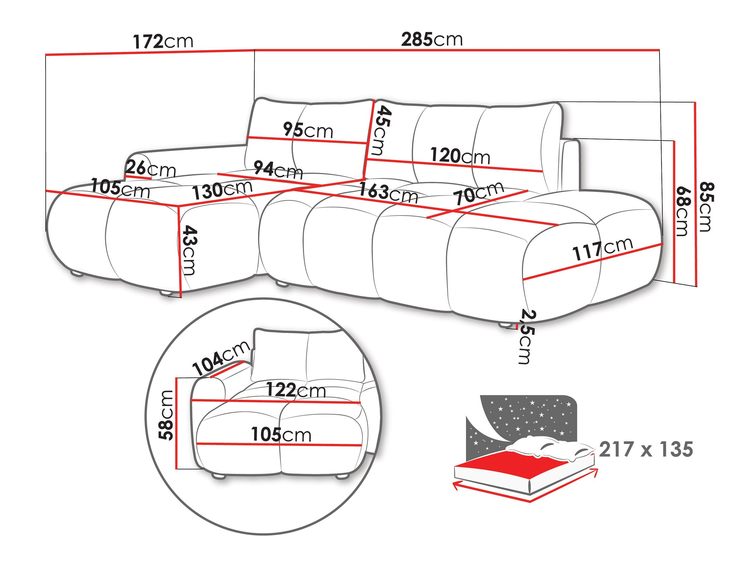 Hjørnesofa TrendyNest 120 (Flow 02)