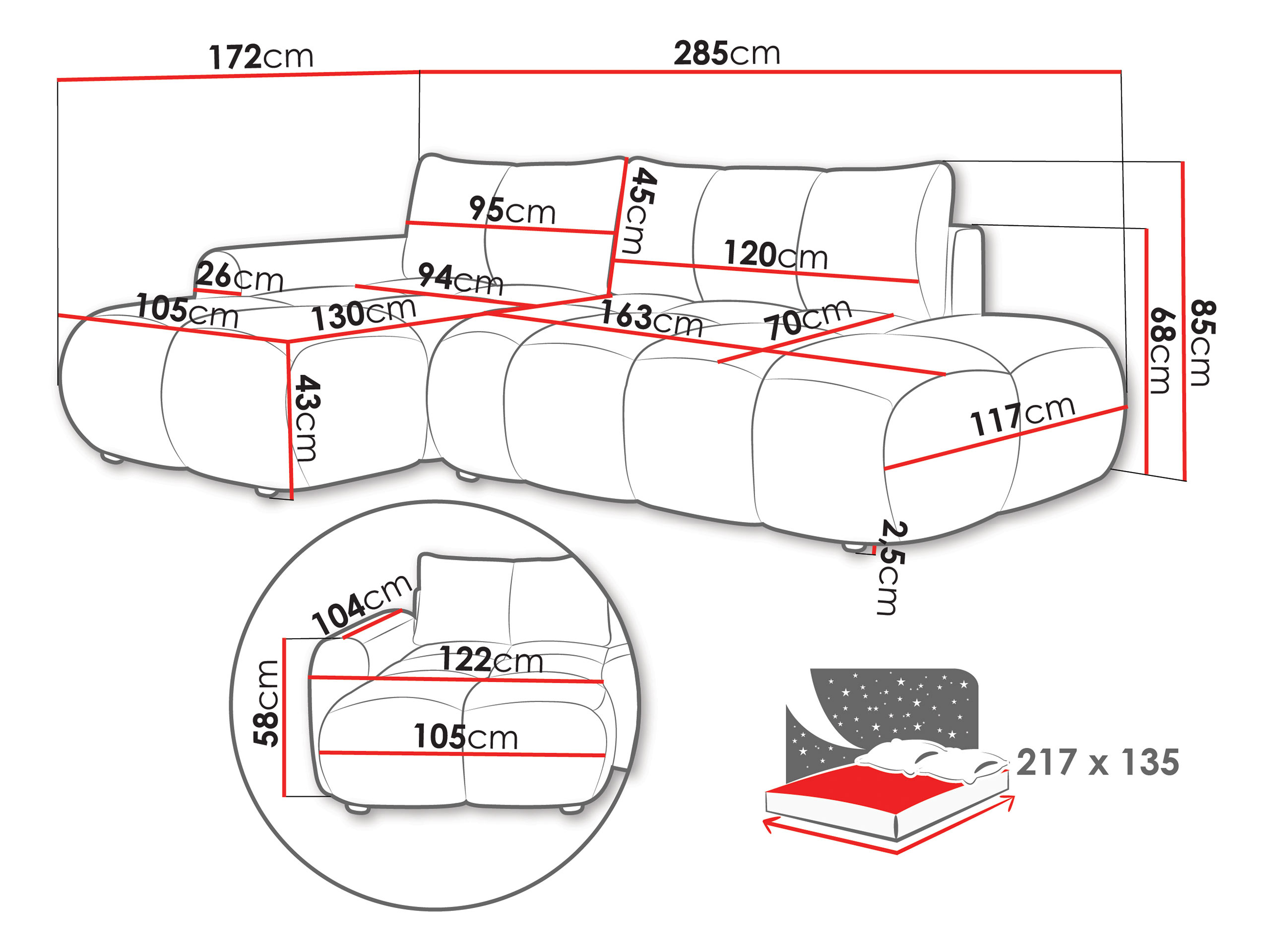 Hjørnesofa TrendyNest 120 (Flow 06)