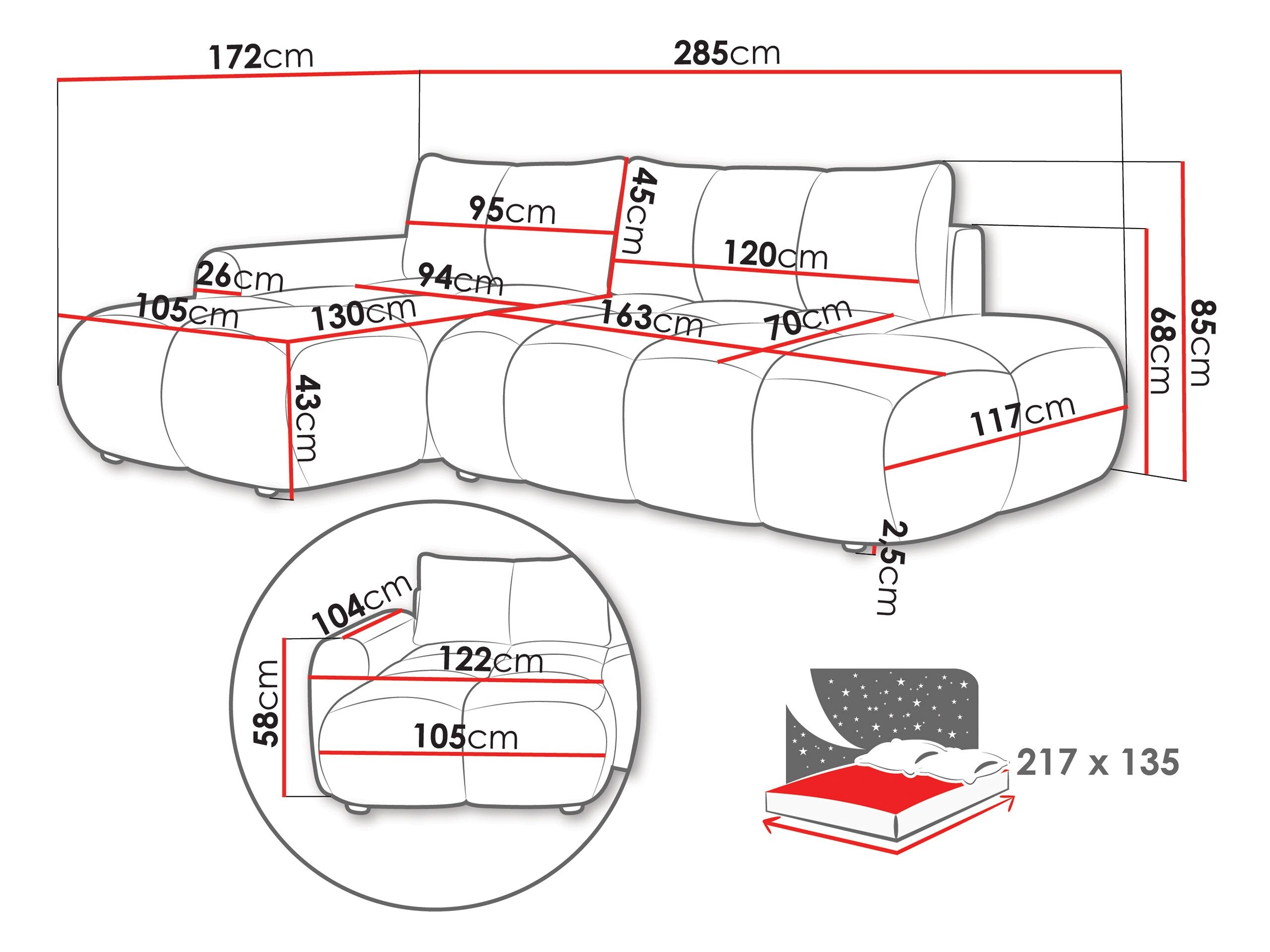 Hjørnesofa TrendyNest 120 (Flow 17)