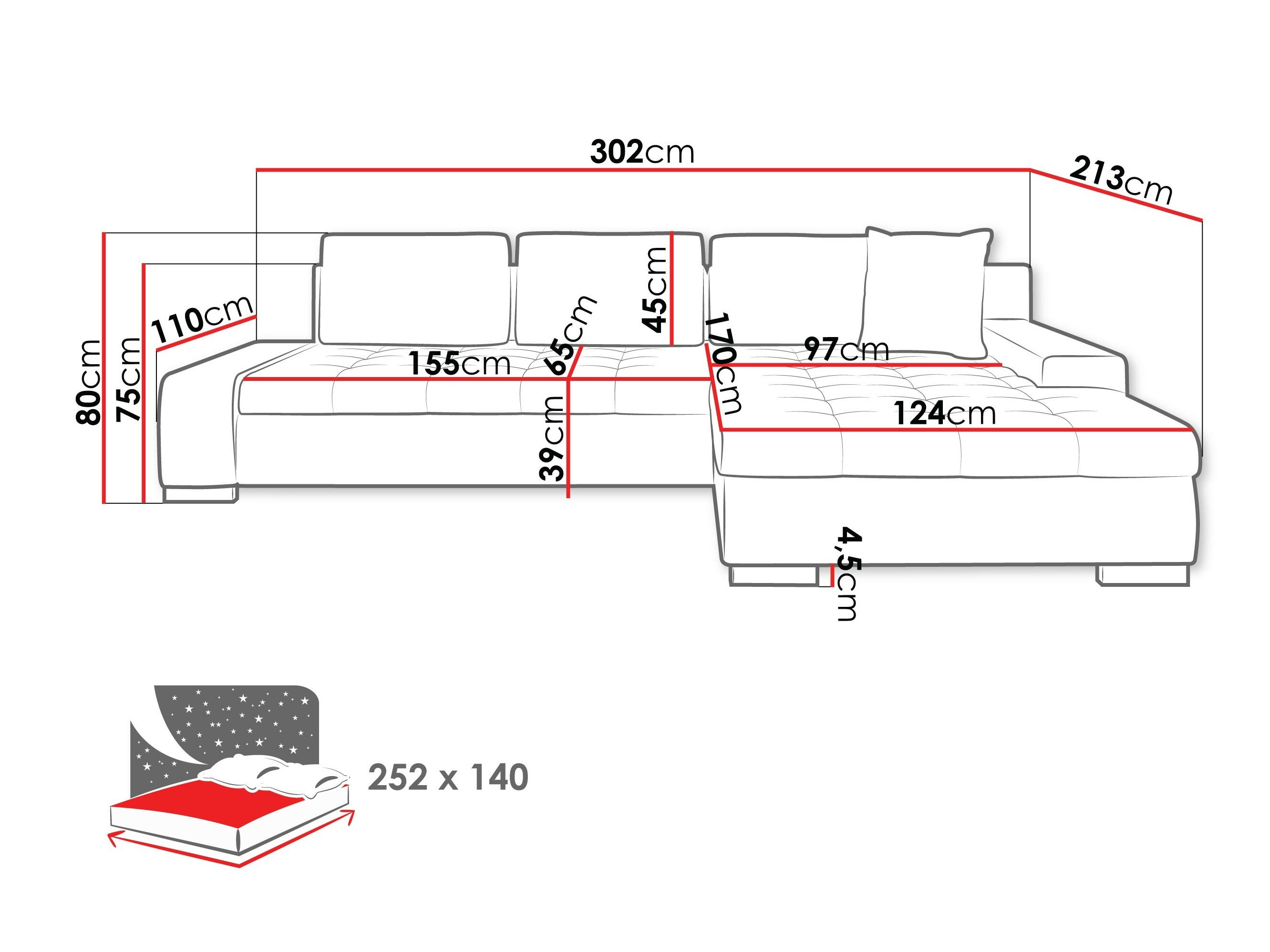 Hjørnesofa Comfivo Nitor II (Kronos 09 + Senegal 818)