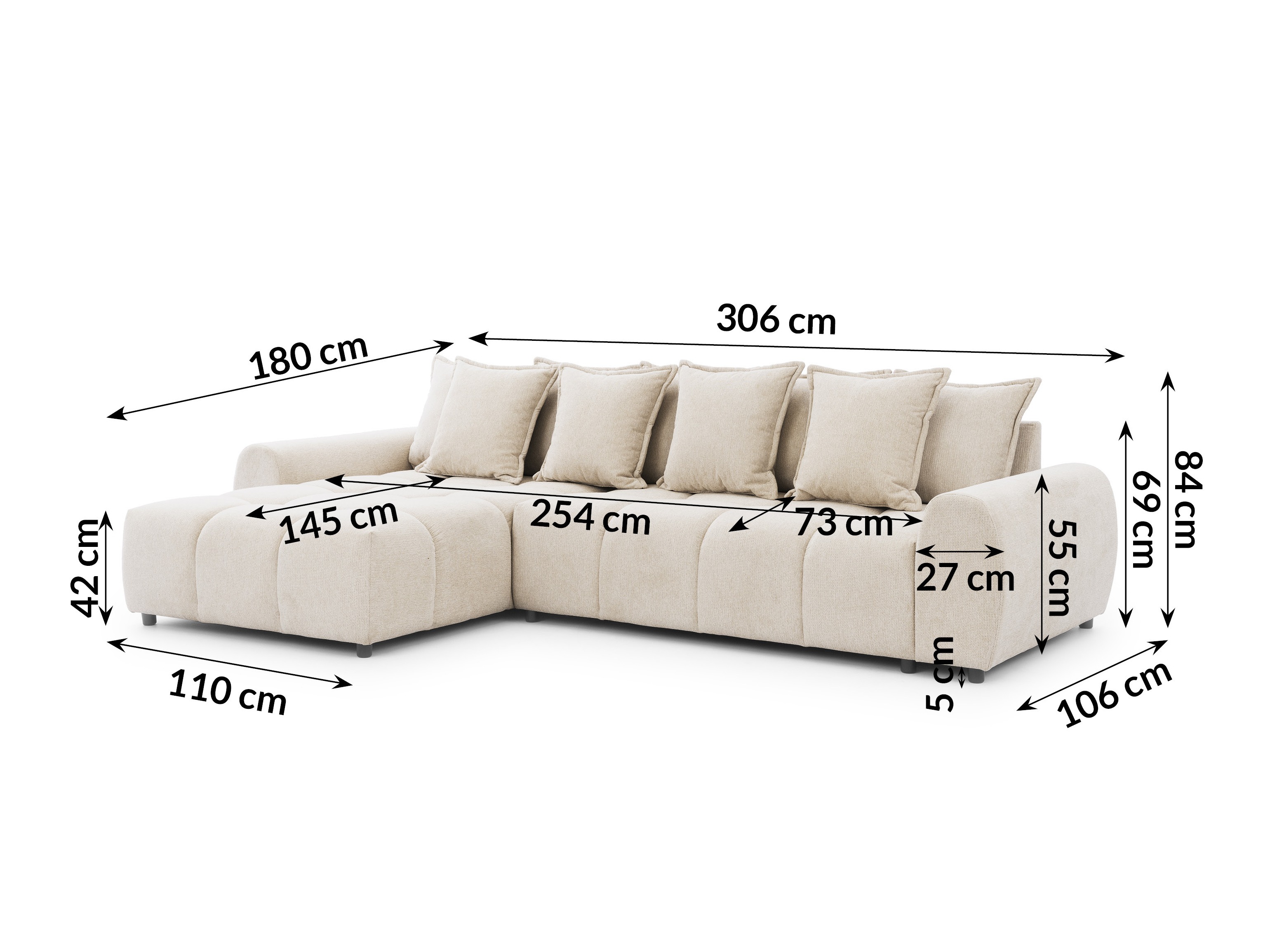 Hjørnesofa Rocklin 132 (Aragon 03)