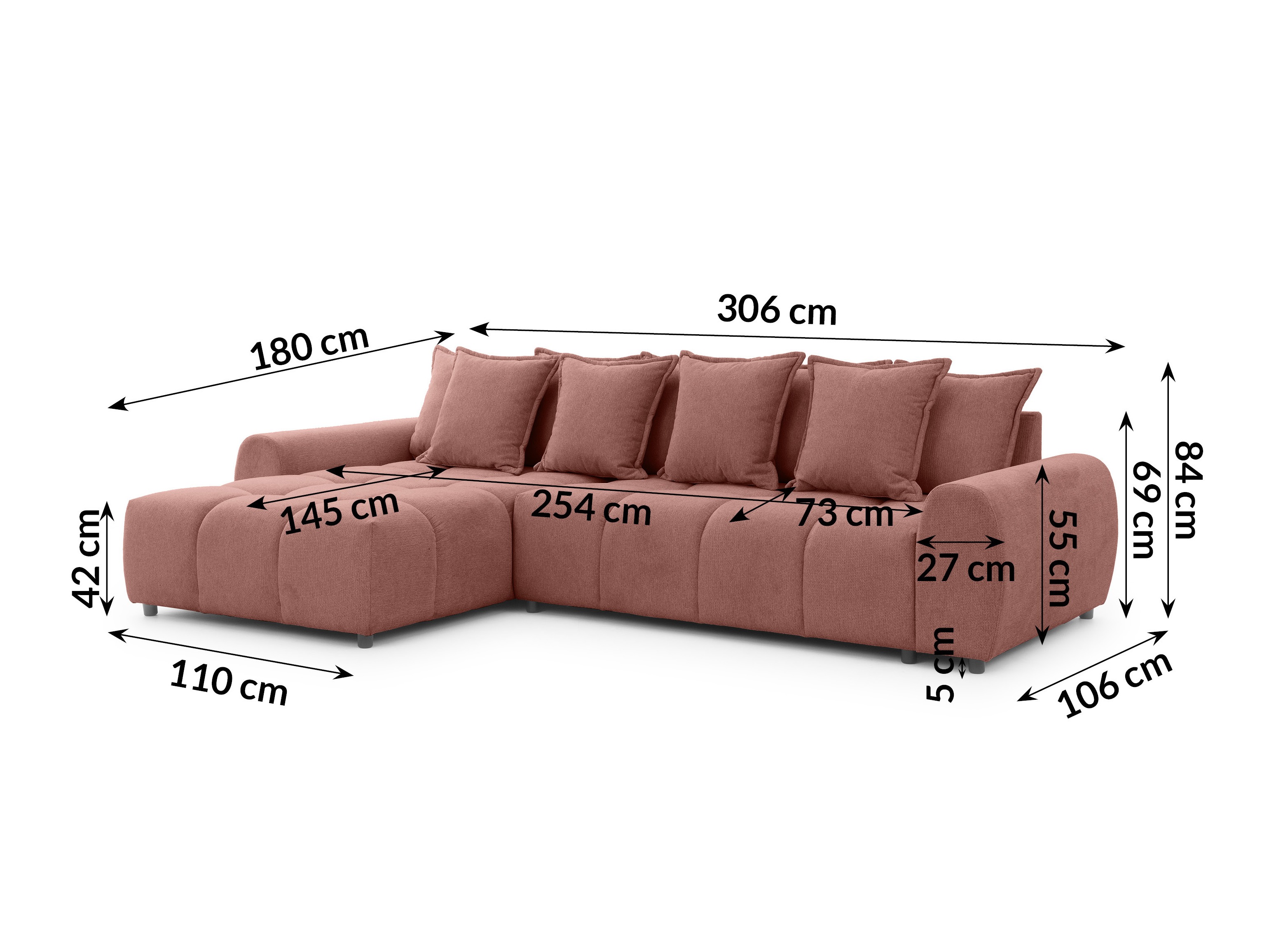 Hjørnesofa Rocklin 132 (Aragon 59)