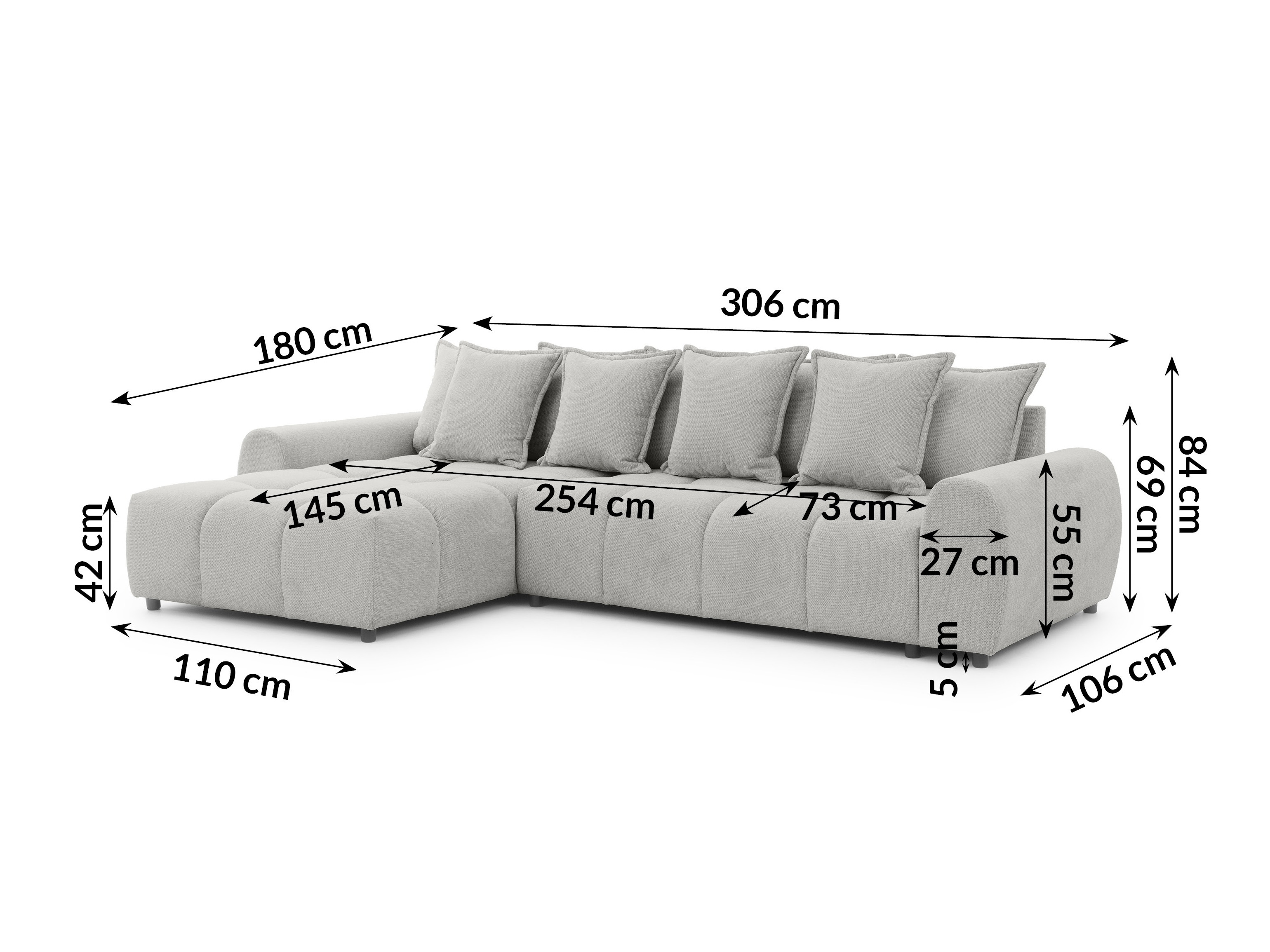 Hjørnesofa Rocklin 132 (Aragon 80)