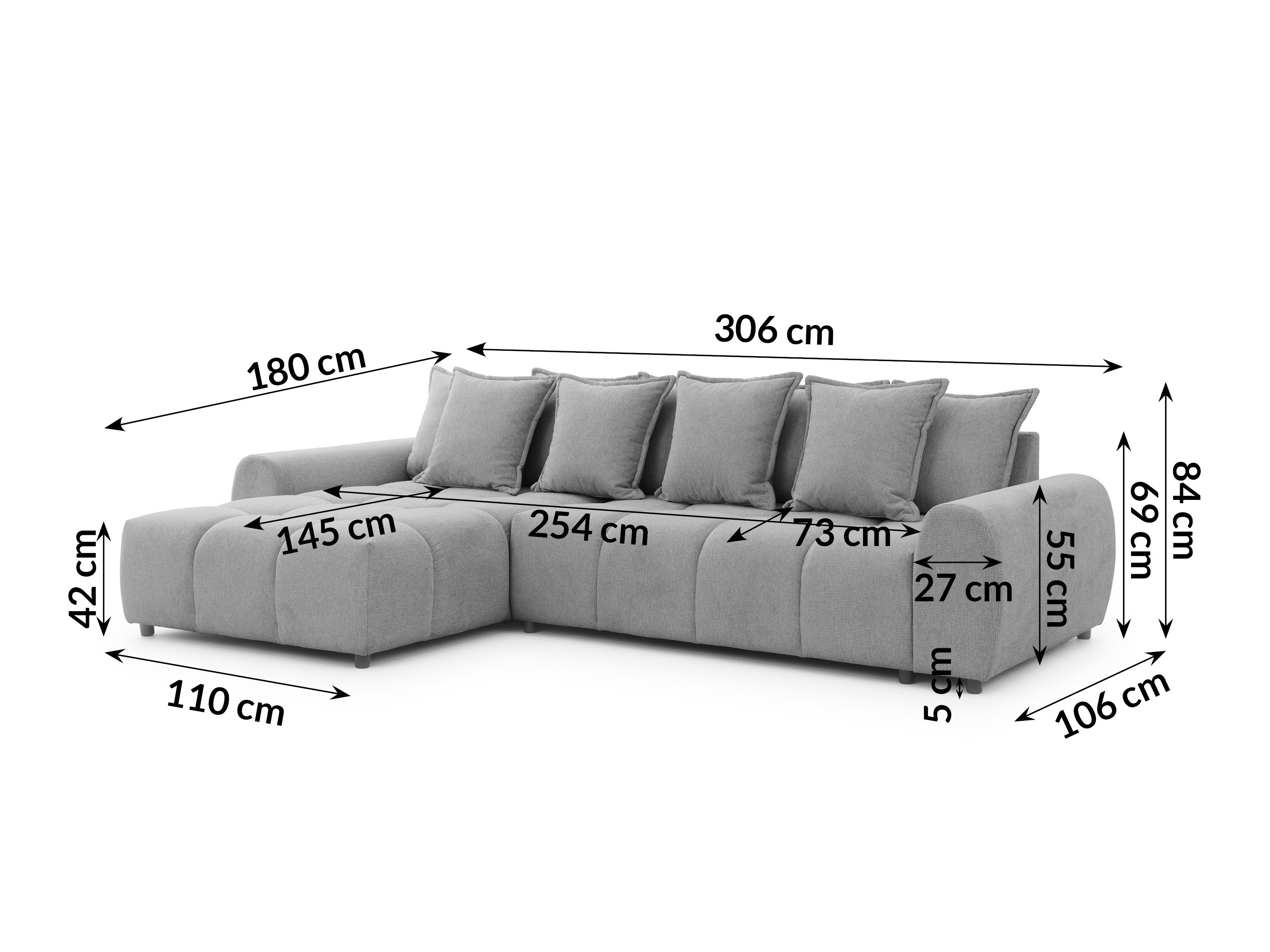 Hjørnesofa Rocklin 132 (Aragon 90)