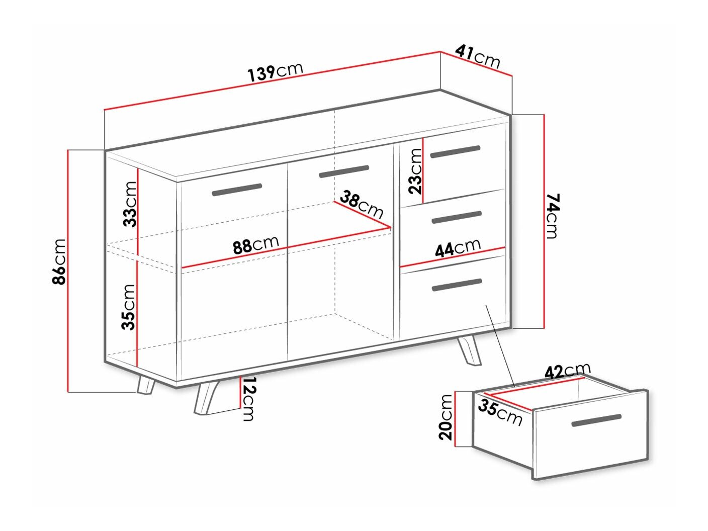 Kommode Dortivu 160 (Hvid)