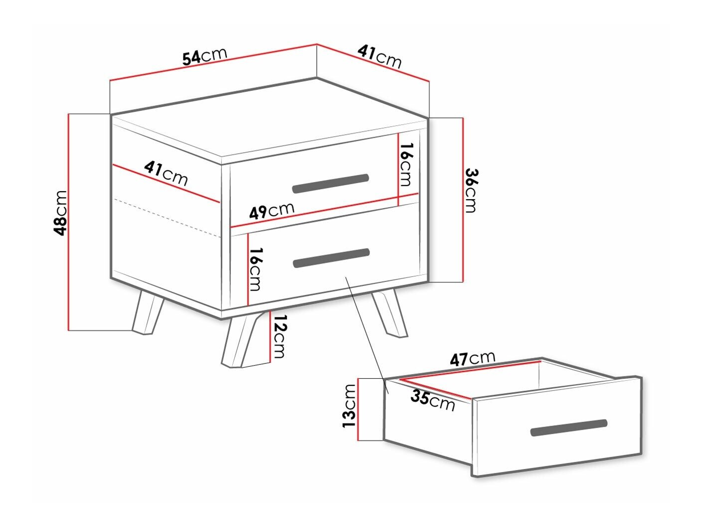 Sengebord Dortivu 159 (Sonoma eg)