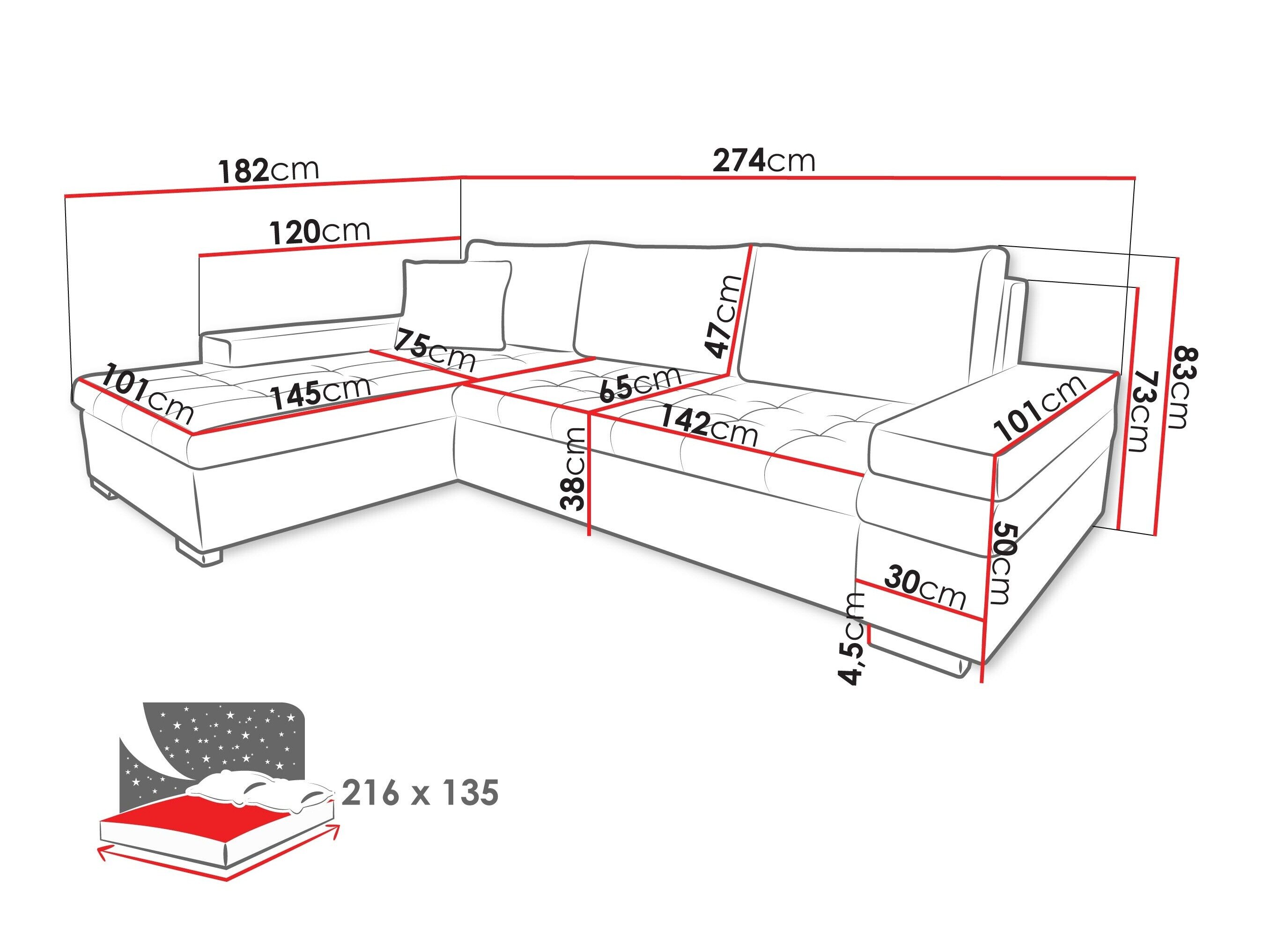 Hjørnesofa Comfivo 212 (Manza 01)