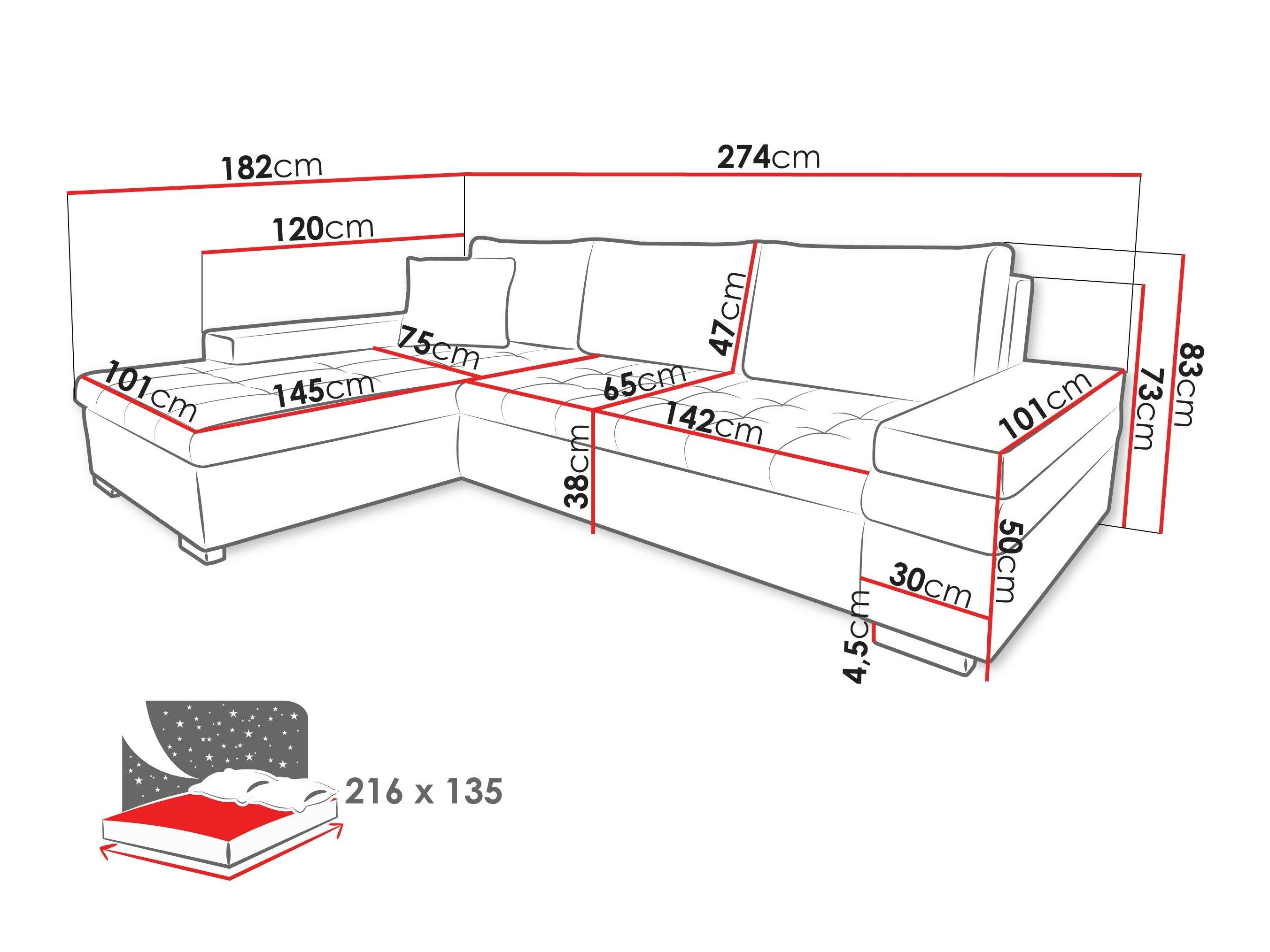Hjørnesofa Comfivo 212 (Sicuro 80 + Sempre 4)