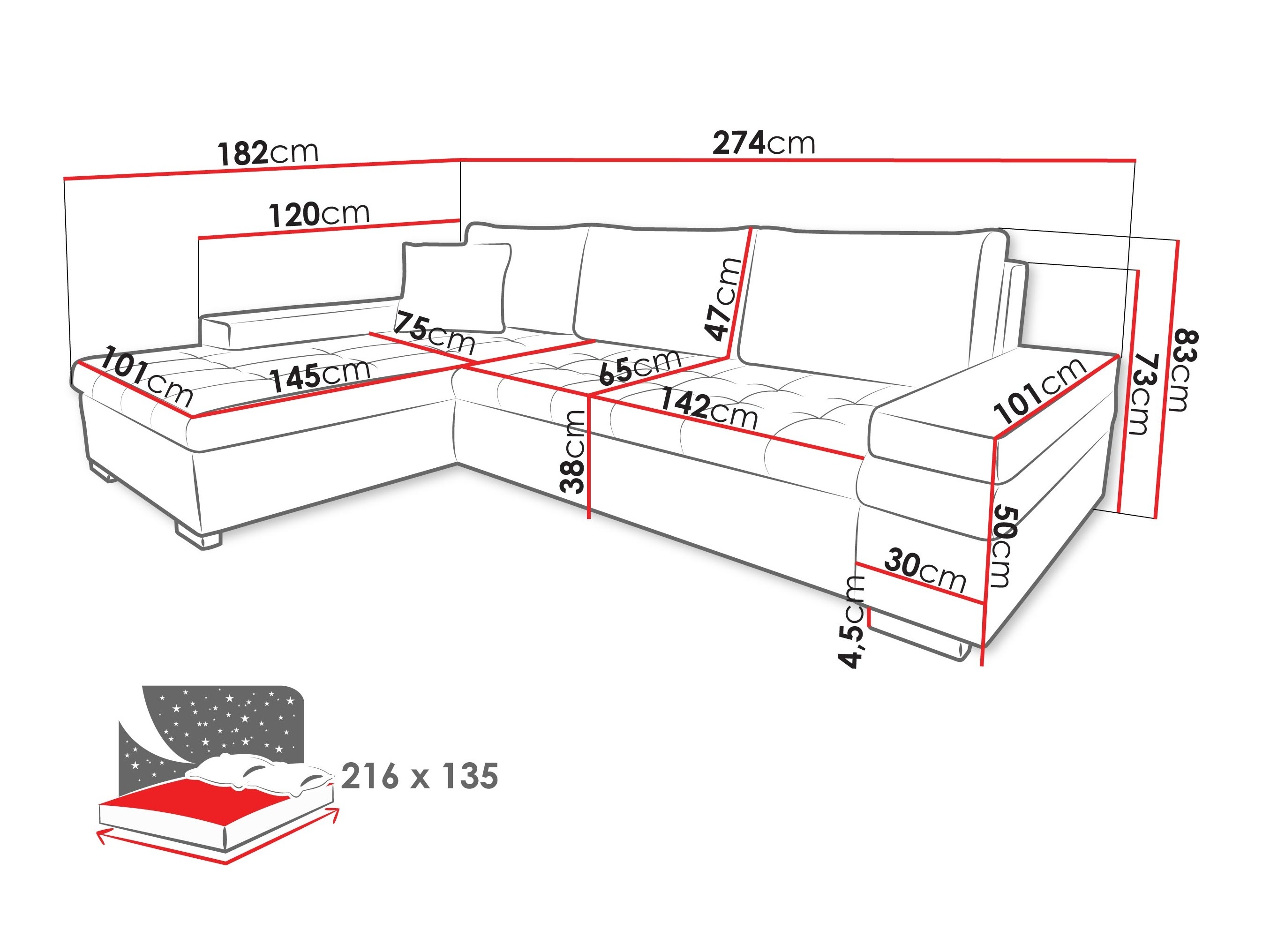 Hjørnesofa Comfivo Olivetum III (Piano 17 + Mokka 82)