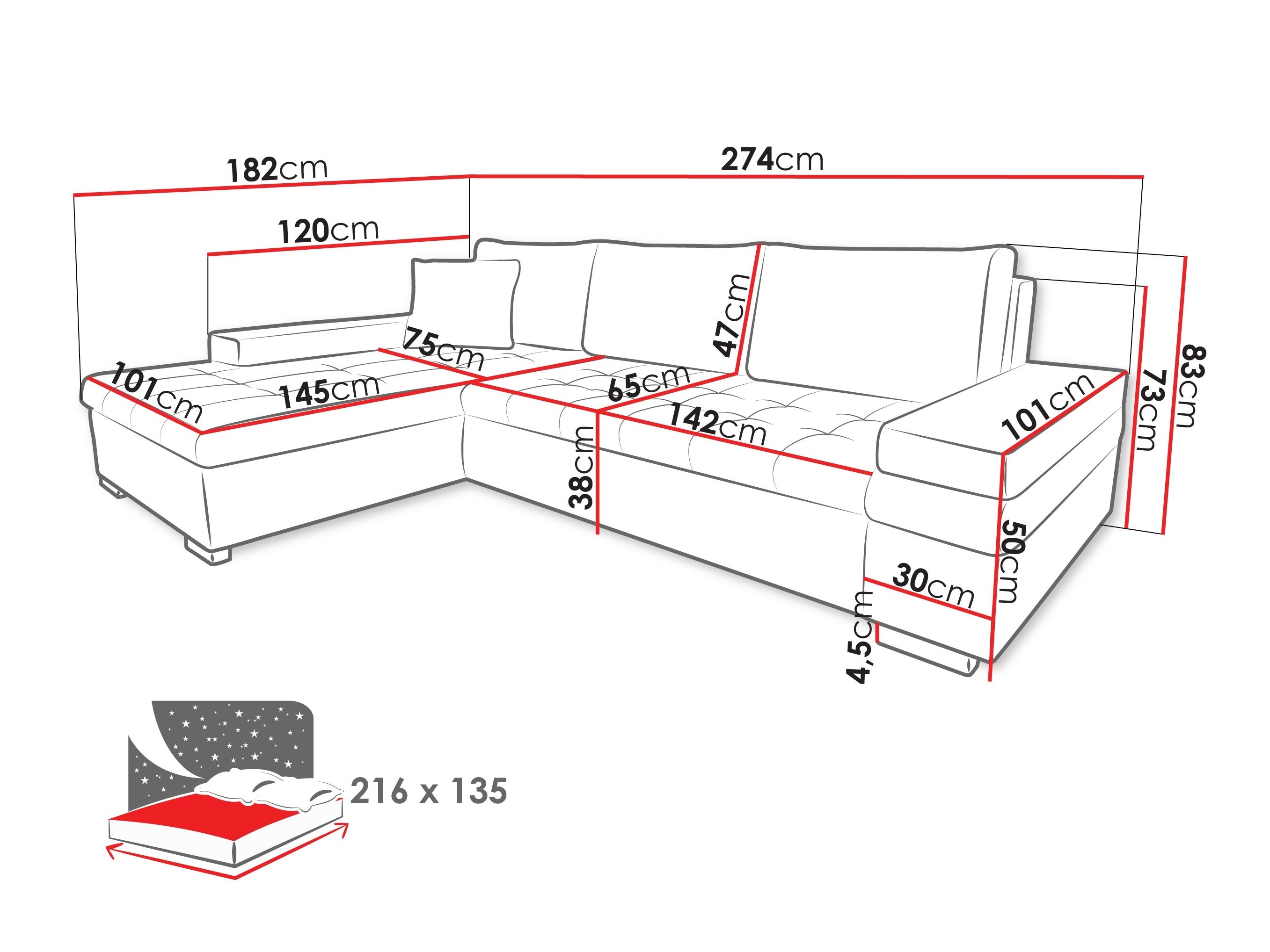 Hjørnesofa Comfivo Olivetum III (Piano 26 + Piano 13)
