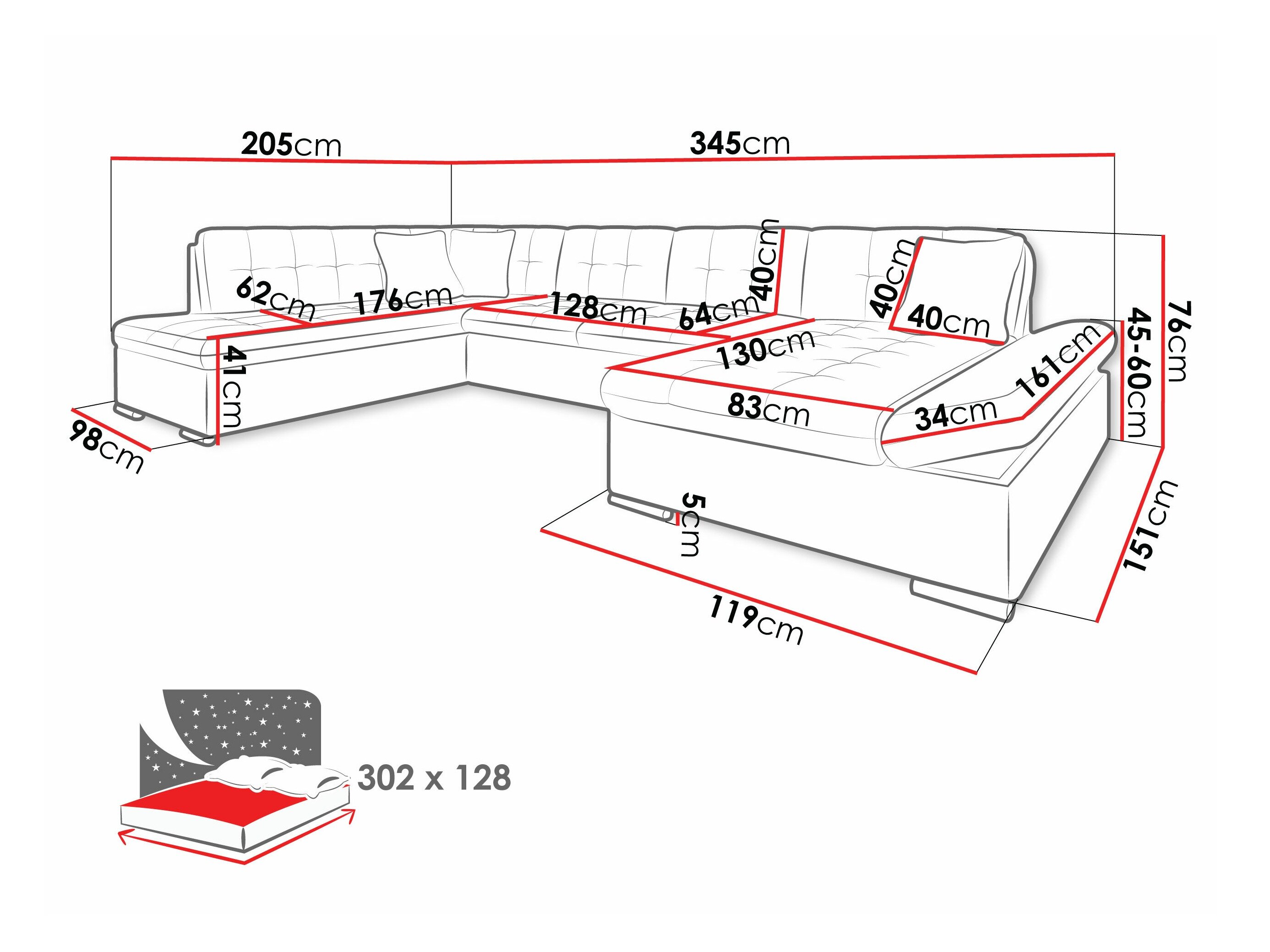 Hjørnesofa Comfivo 150 (Flow 22)