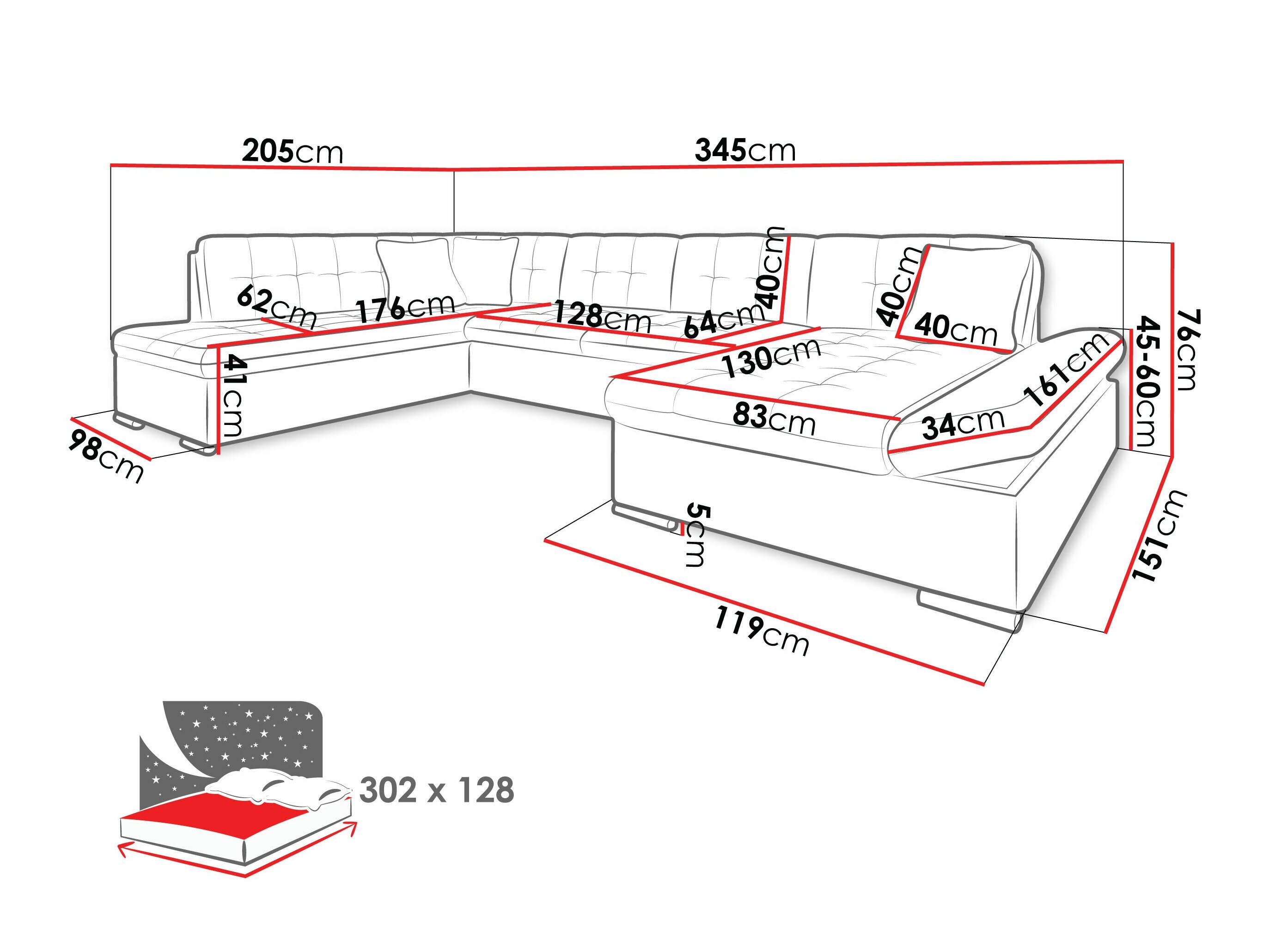 Hjørnesofa Comfivo 150 (Wave 05 + Wave 02)