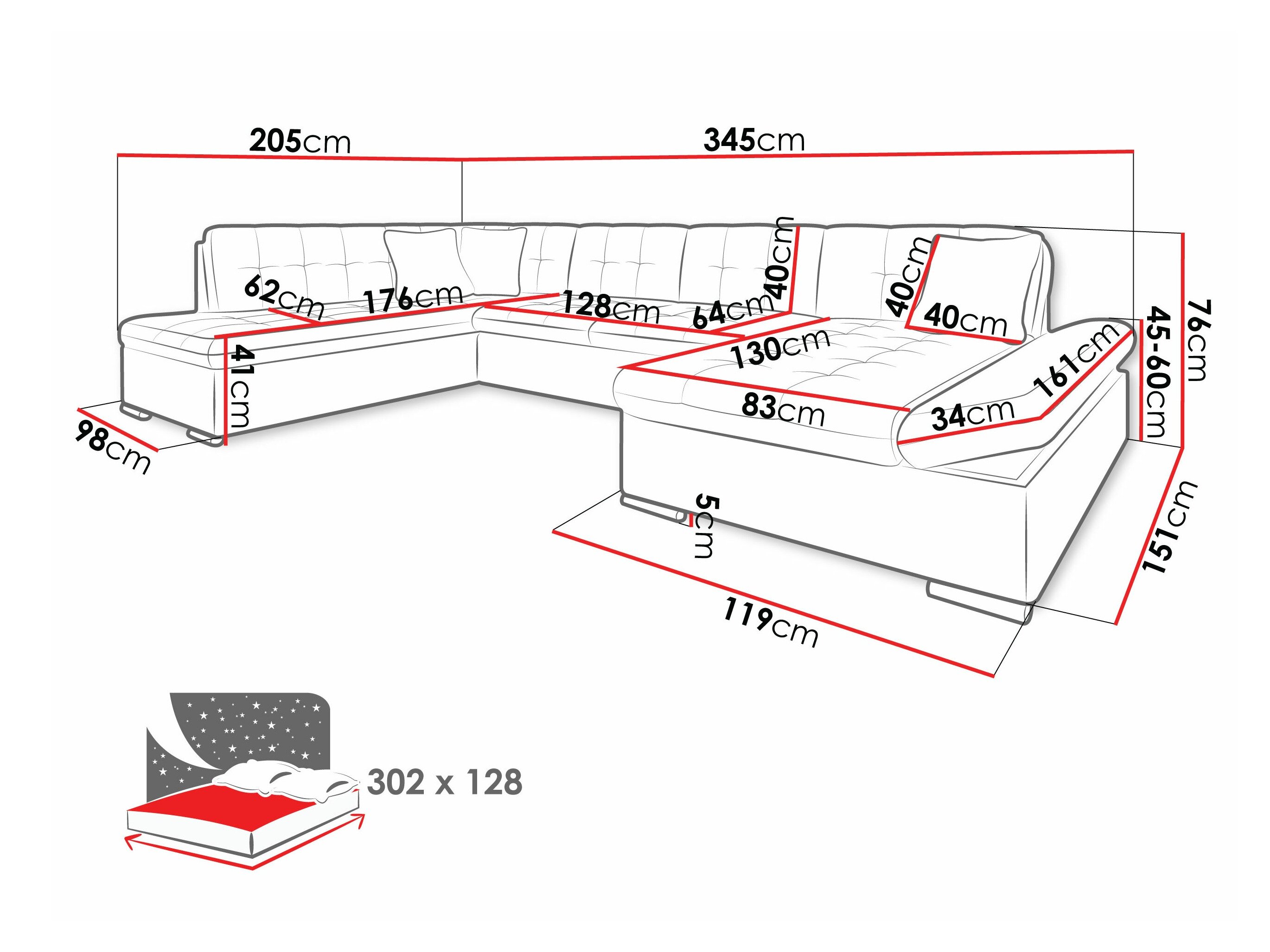 Hjørnesofa Comfivo 150 (Wave 09 + Wave 02)
