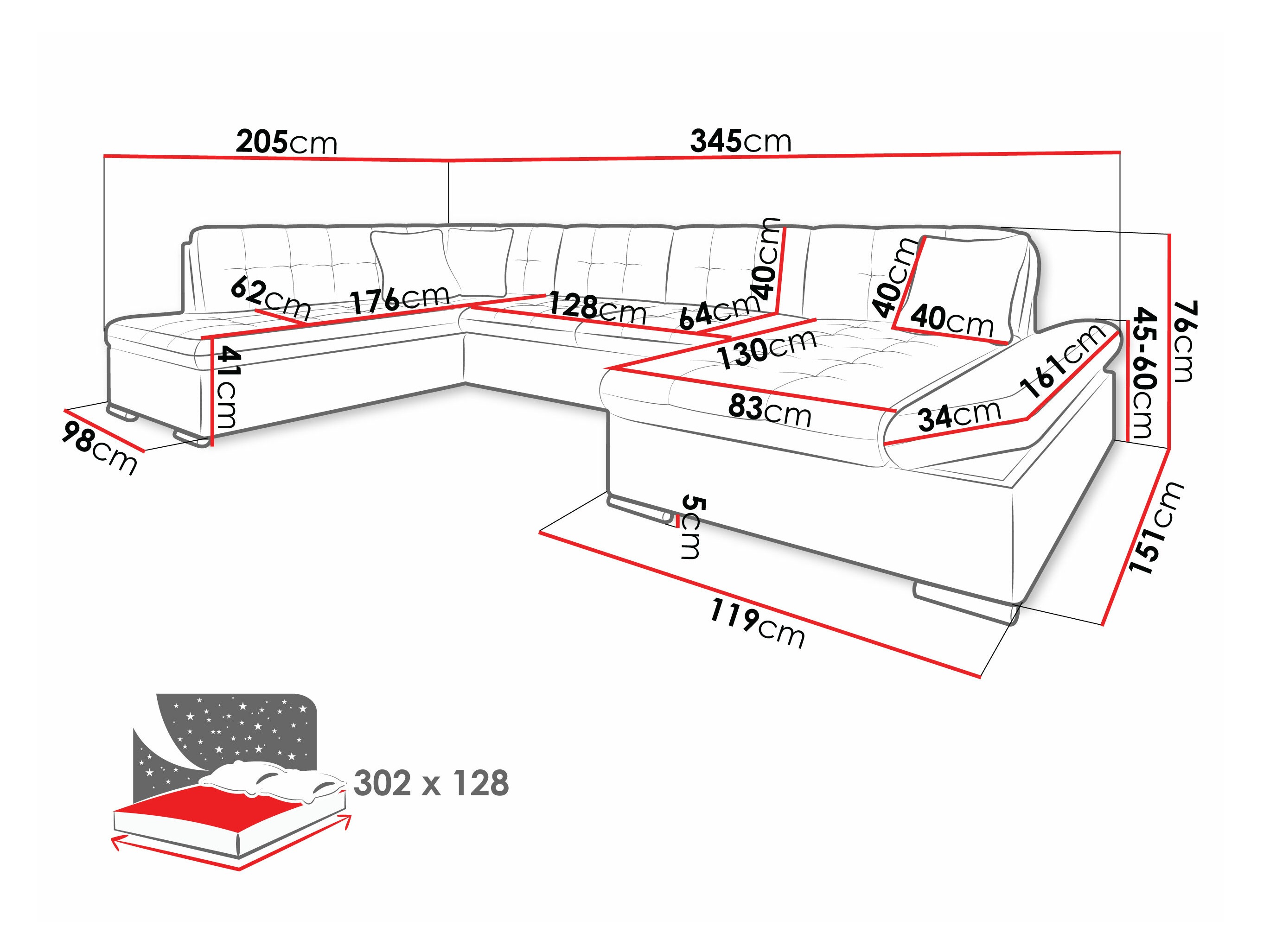 Hjørnesofa Comfivo Tilia II (Fragola 65)