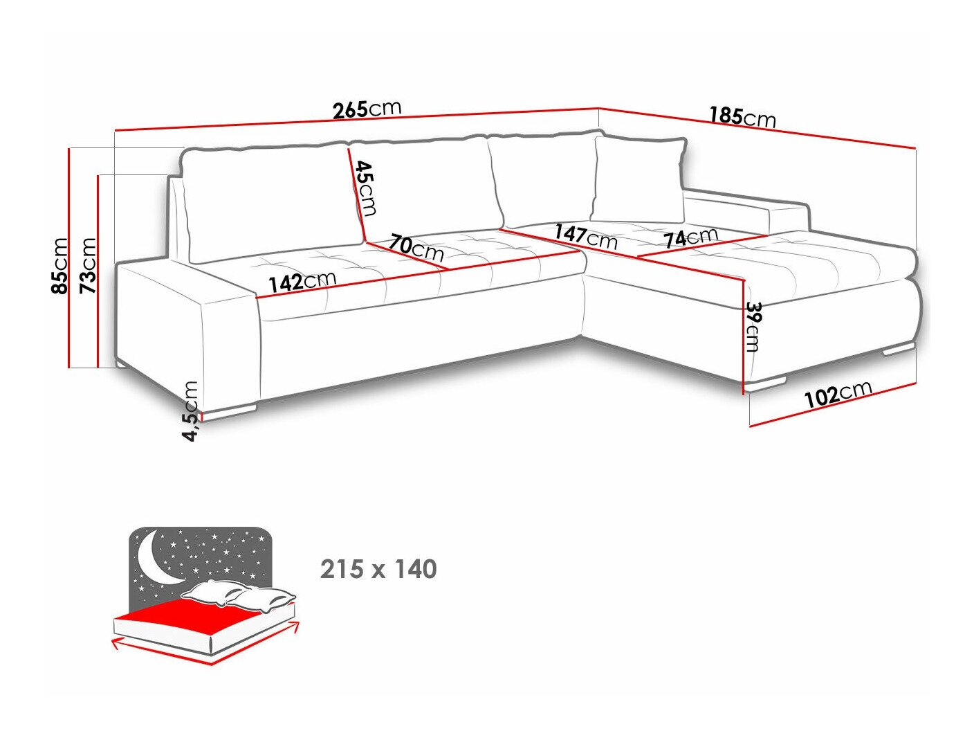 Hjørnesofa Comfivo 119 (Lux 05 + Lux 06)