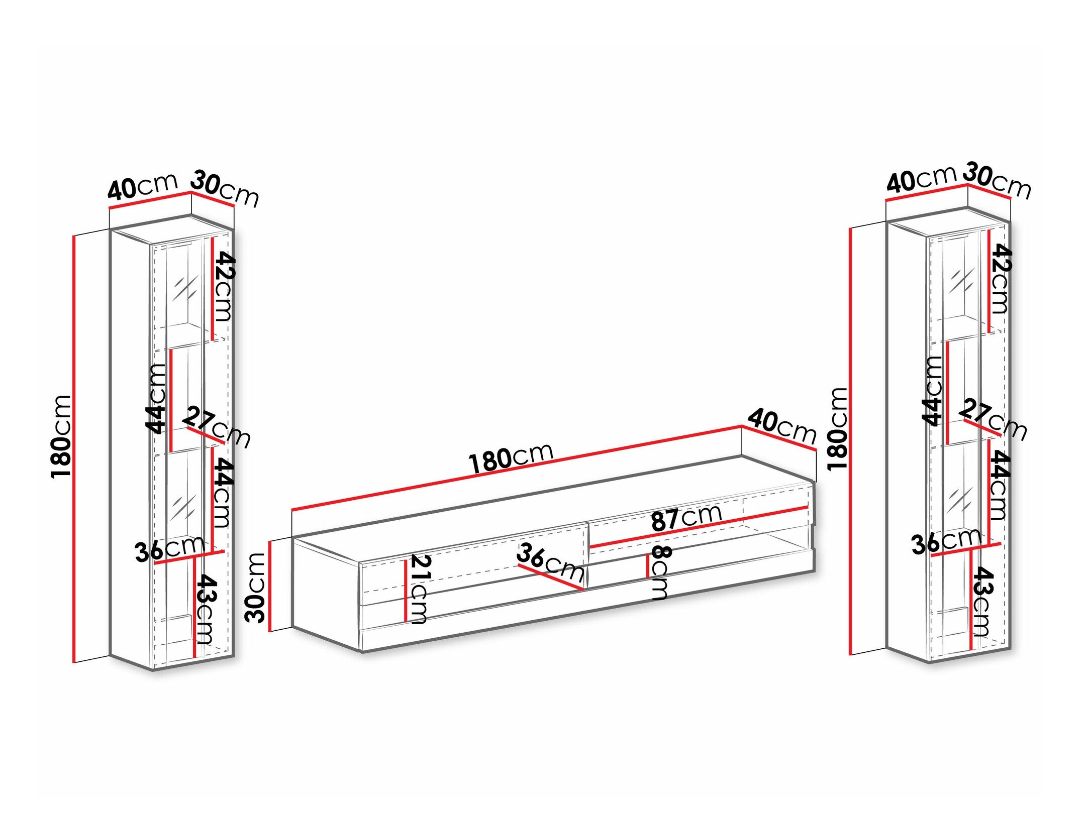 Stuemøbelsæt Venenou 112 (Hvid + Glansfuld hvid)