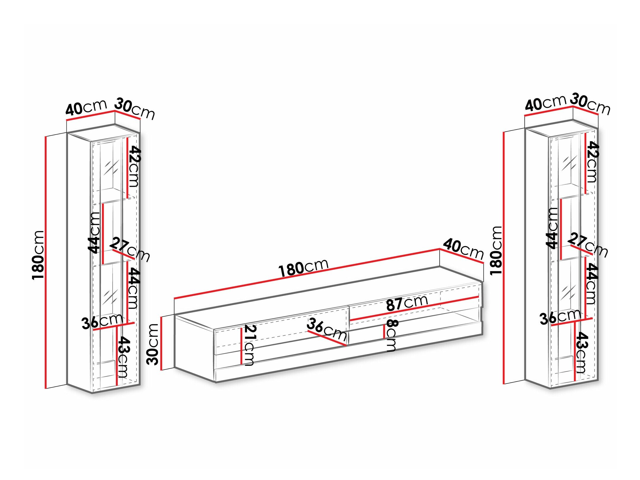 Stuemøbelsæt Venenou 112 (Hvid + Glansfuld hvid)