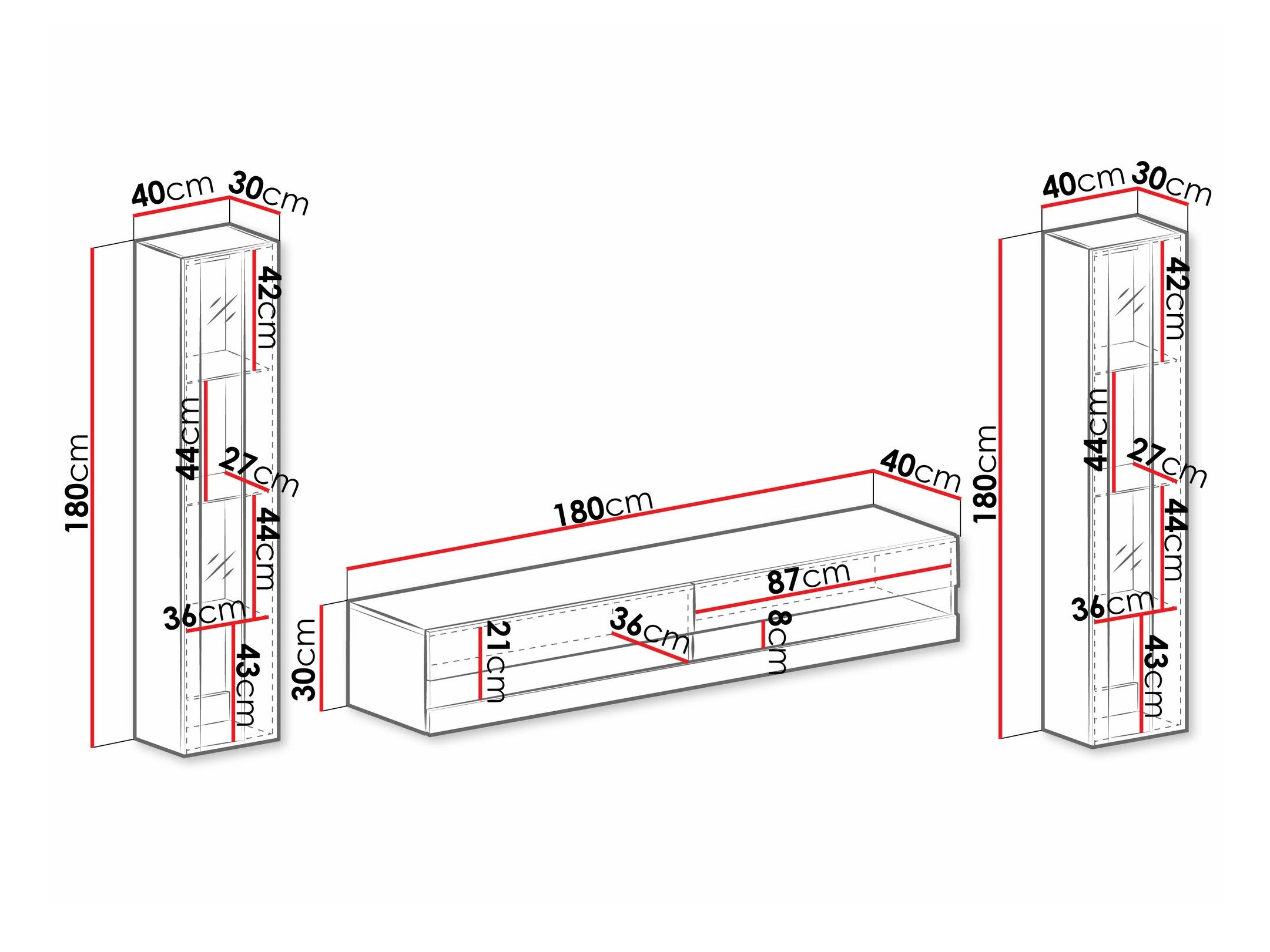 Stuemøbelsæt Venenou 112 (Sort + Blank sort)