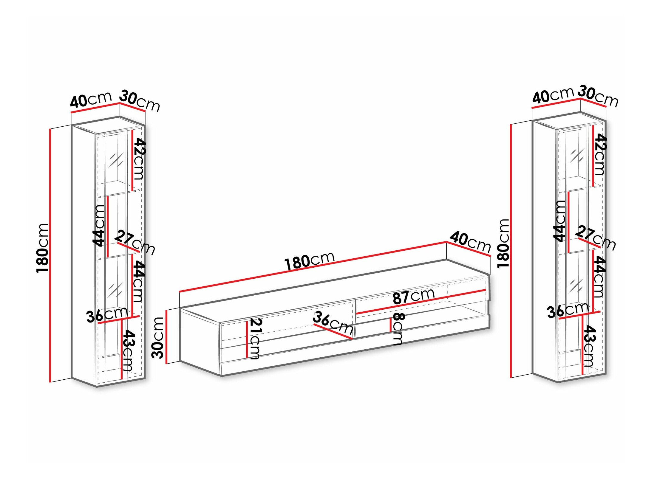 Stuemøbelsæt Venenou 112 (Sort + Blank sort)