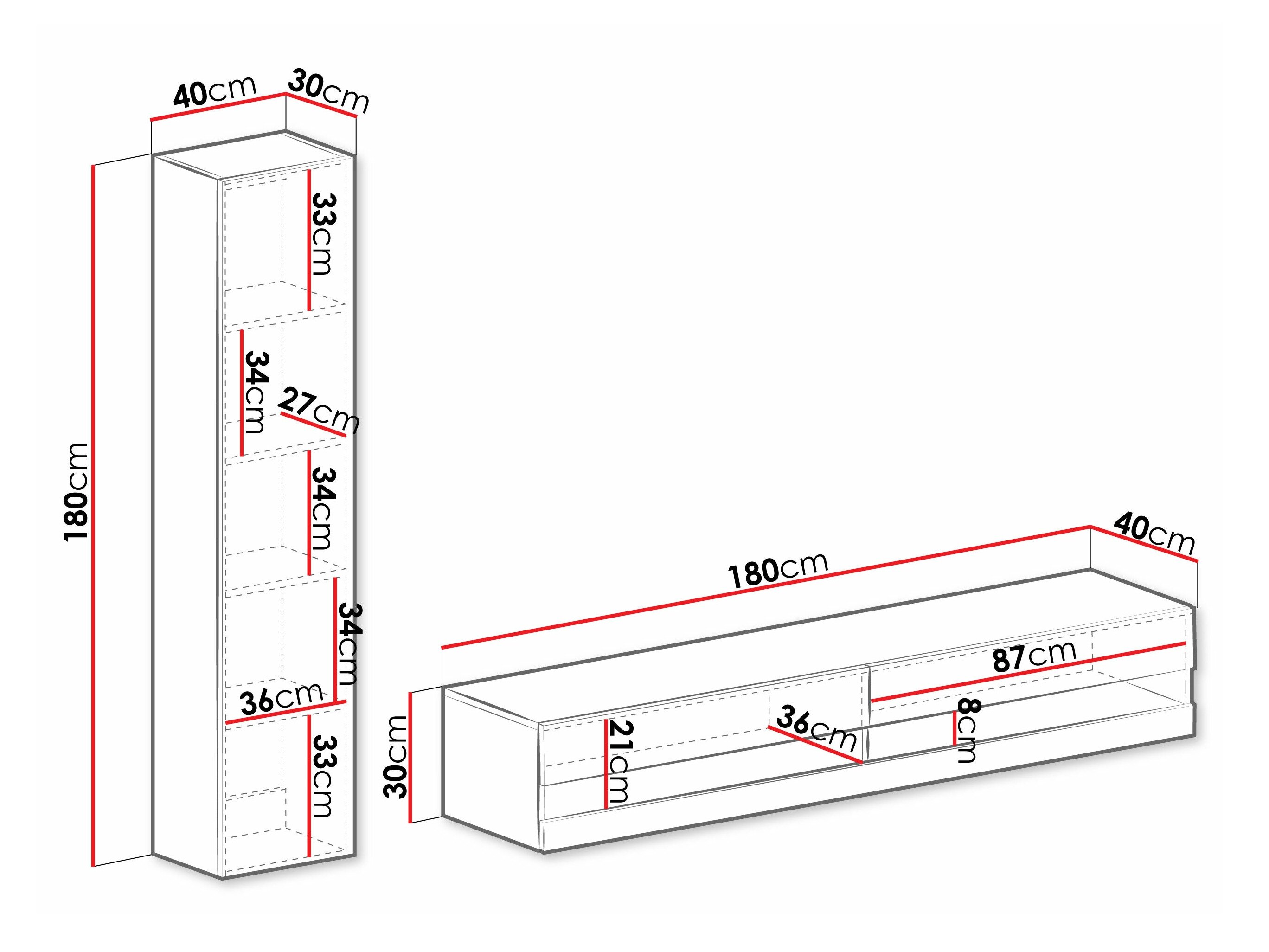 Stuemøbelsæt Venenou 114 (Hvid + Glansfuld hvid)