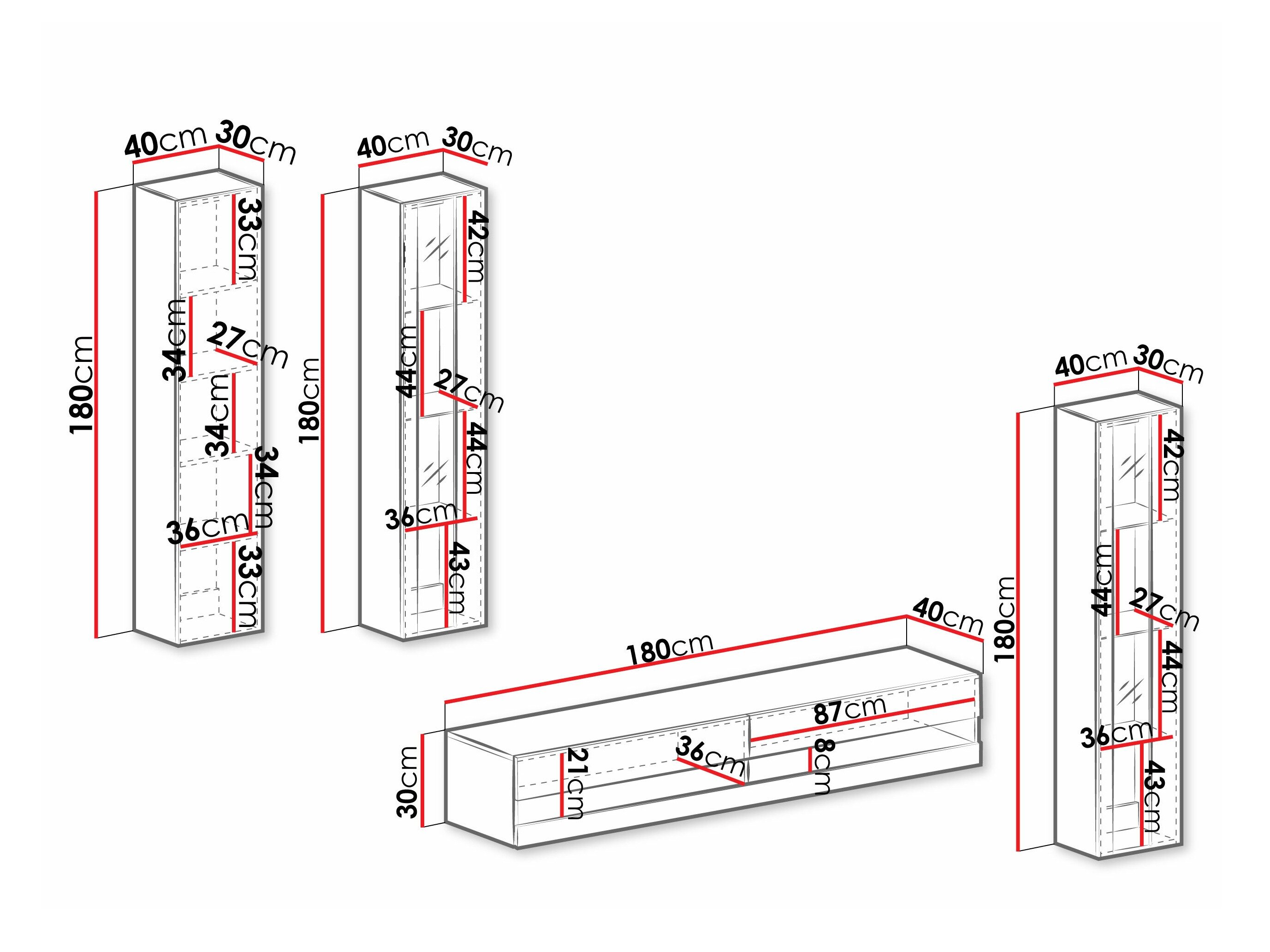 Stuemøbelsæt Venenou 116 (Hvid + Glansfuld hvid)