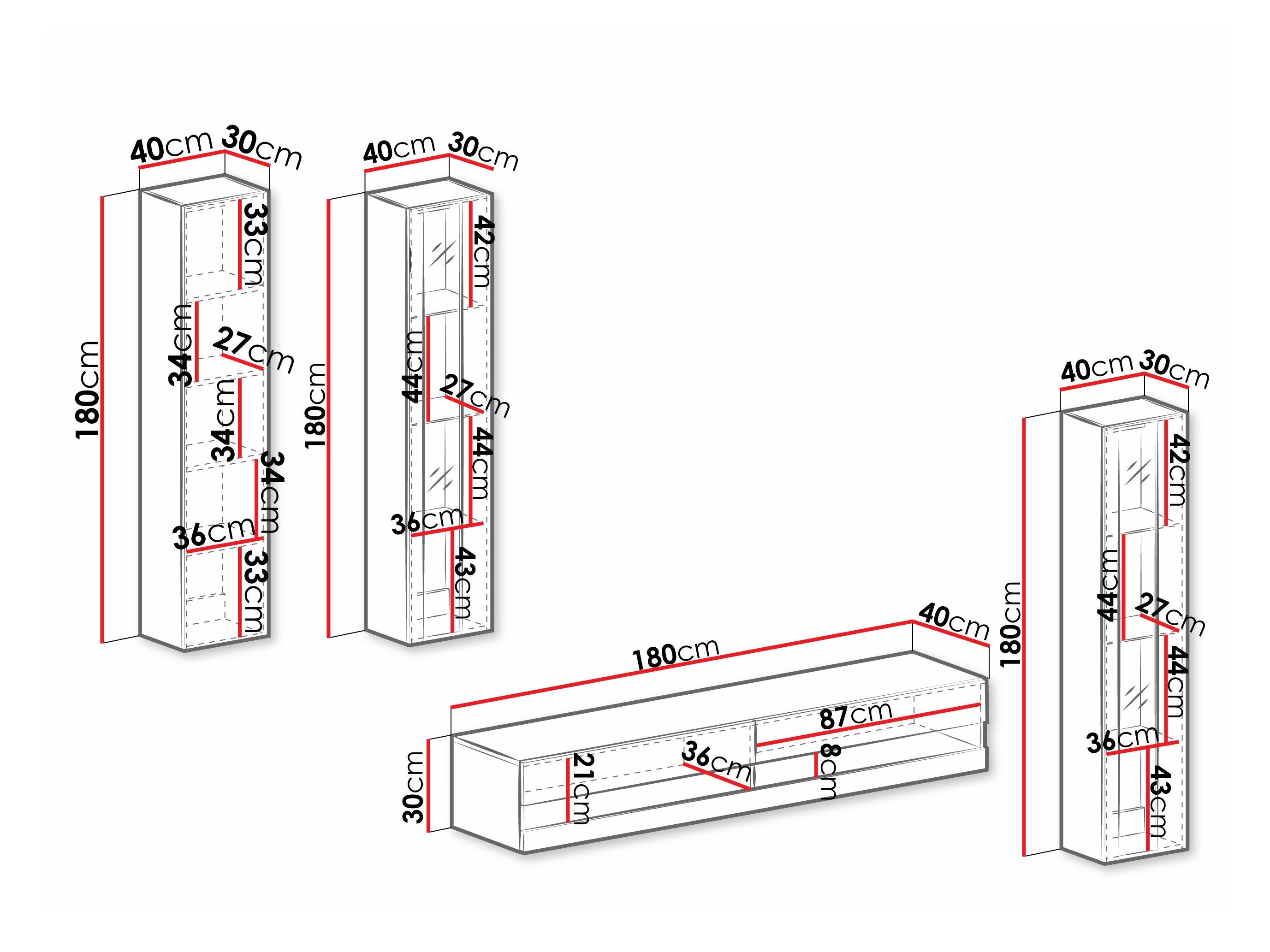 Stuemøbelsæt Venenou 116 (Hvid + Glansfuld hvid)