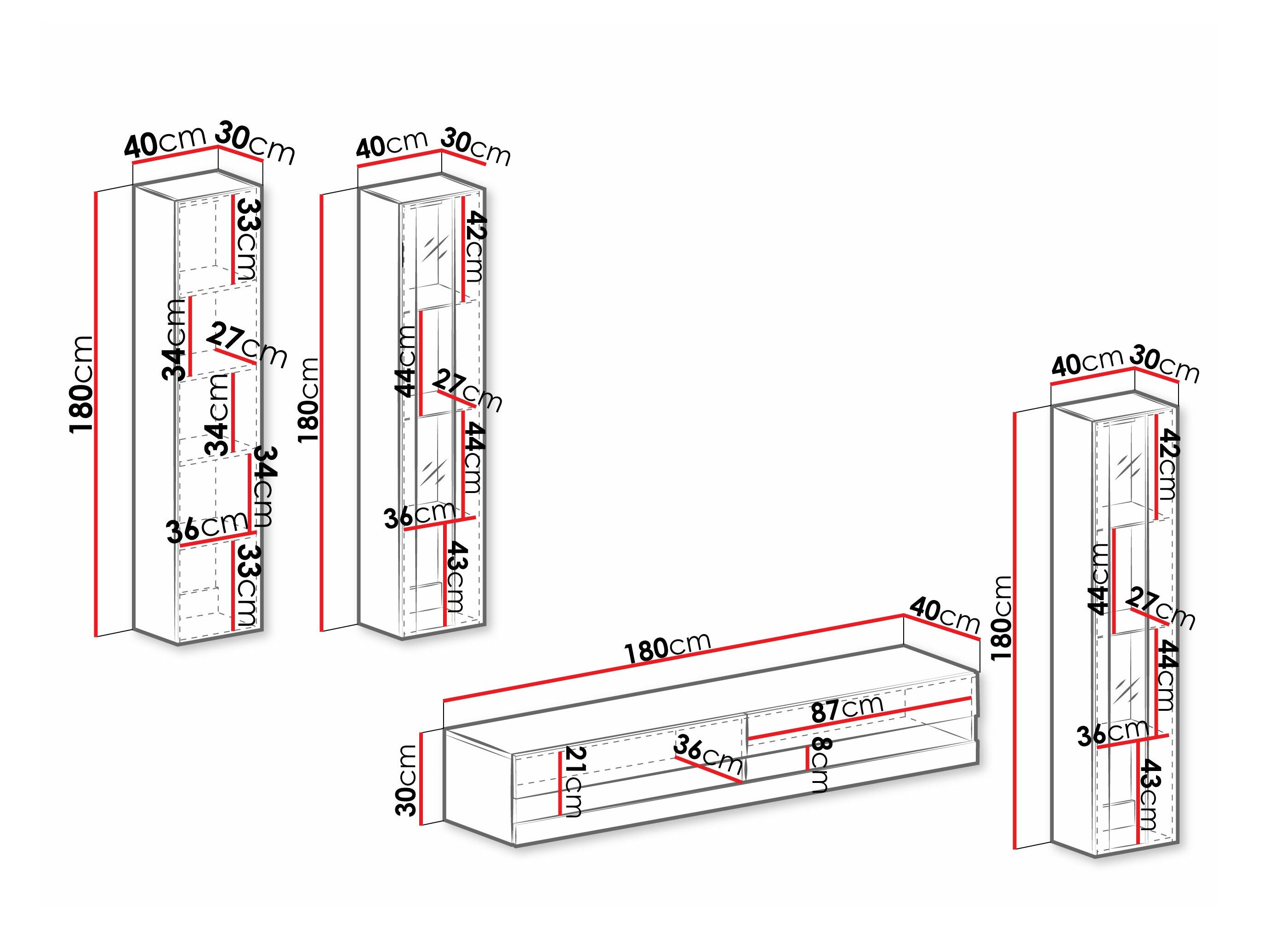 Stuemøbelsæt Venenou 116 (Sort + Blank sort)
