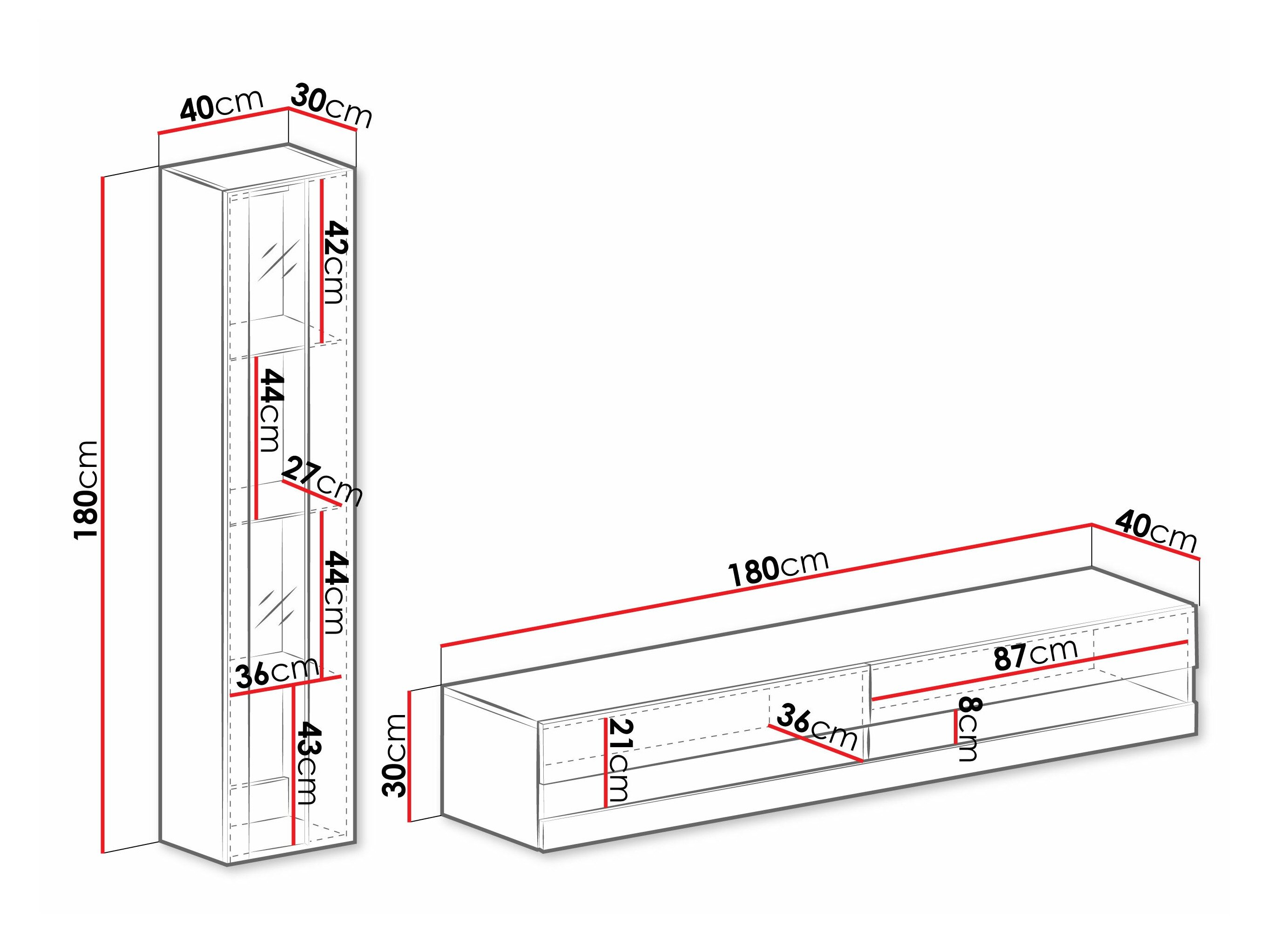 Stuemøbelsæt Venenou 118 (Hvid + Glansfuld hvid)