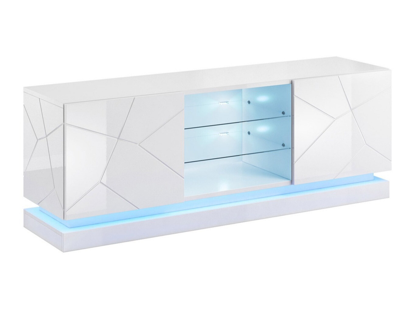 TV-bord Linar (Hvid + Glansfuld hvid)
