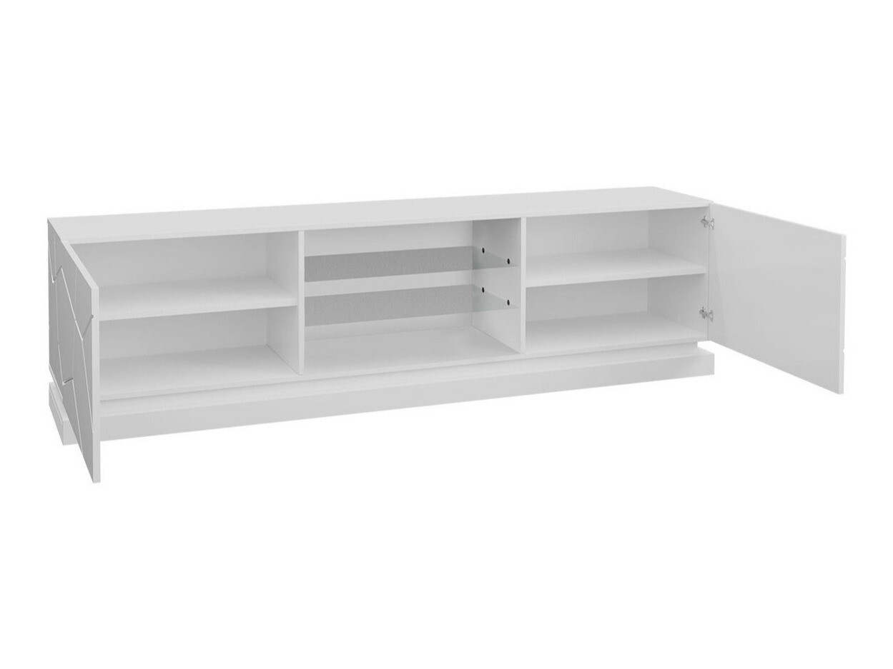 TV-bord Linar I (Hvid + Glansfuld hvid)