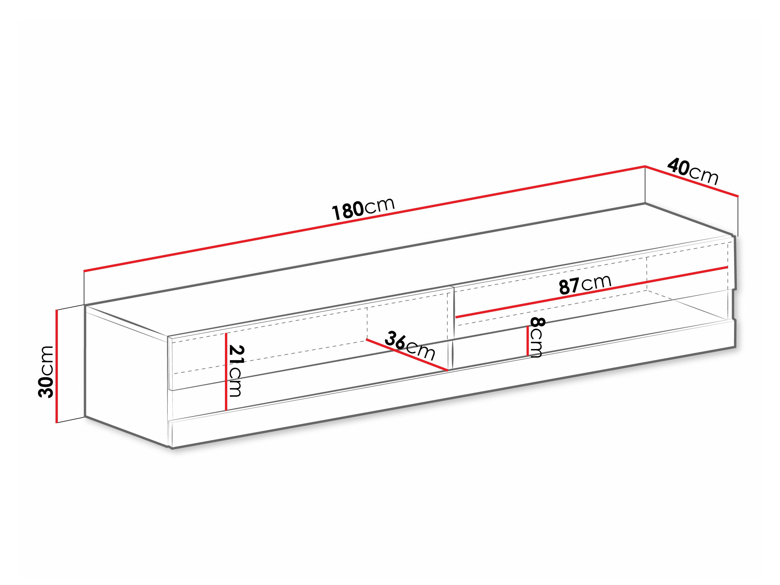 TV-bord Vilrin (Hvid + Glansfuld hvid)