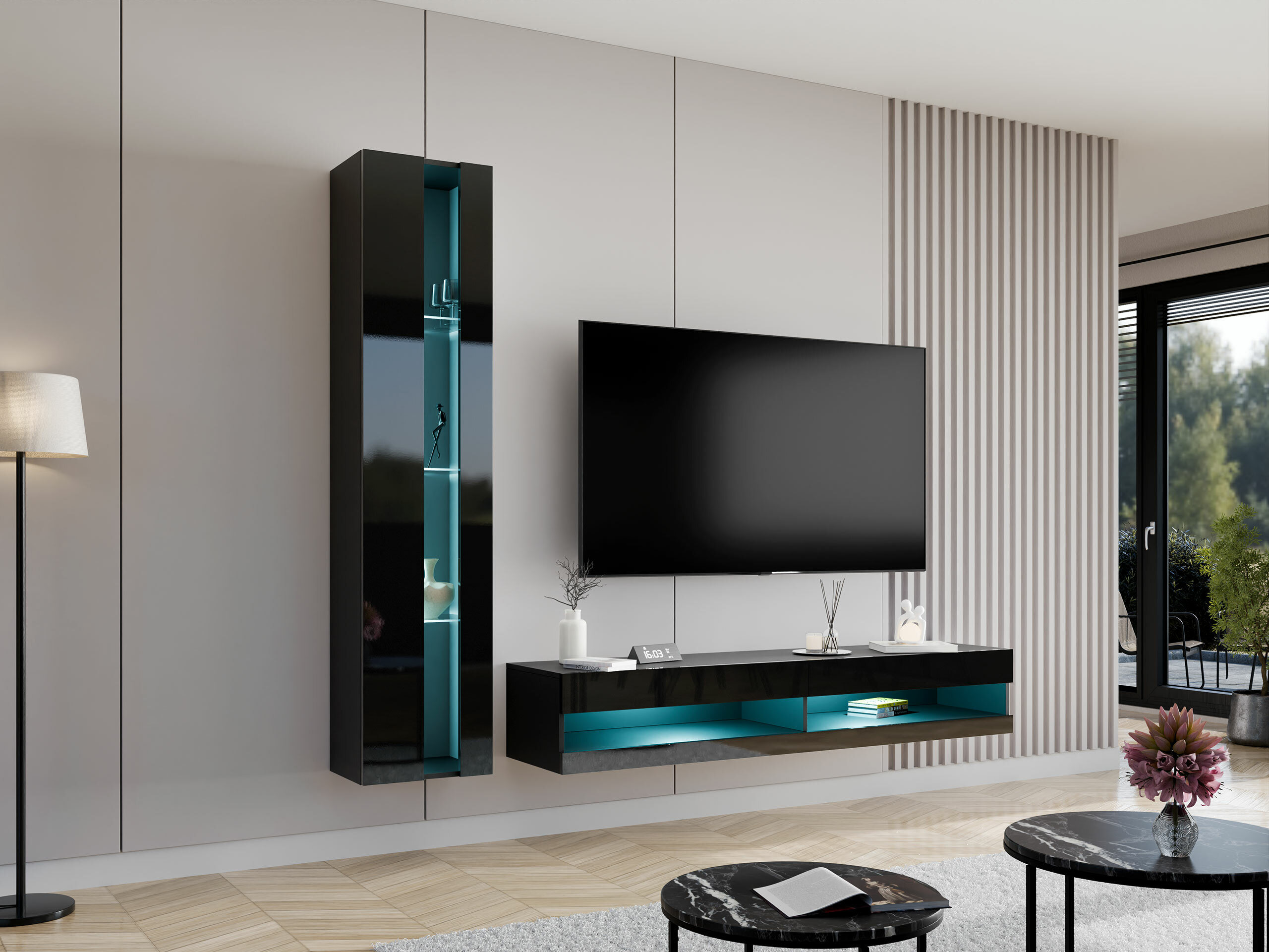 TV-bord Vilrin (Sort + Blank sort)