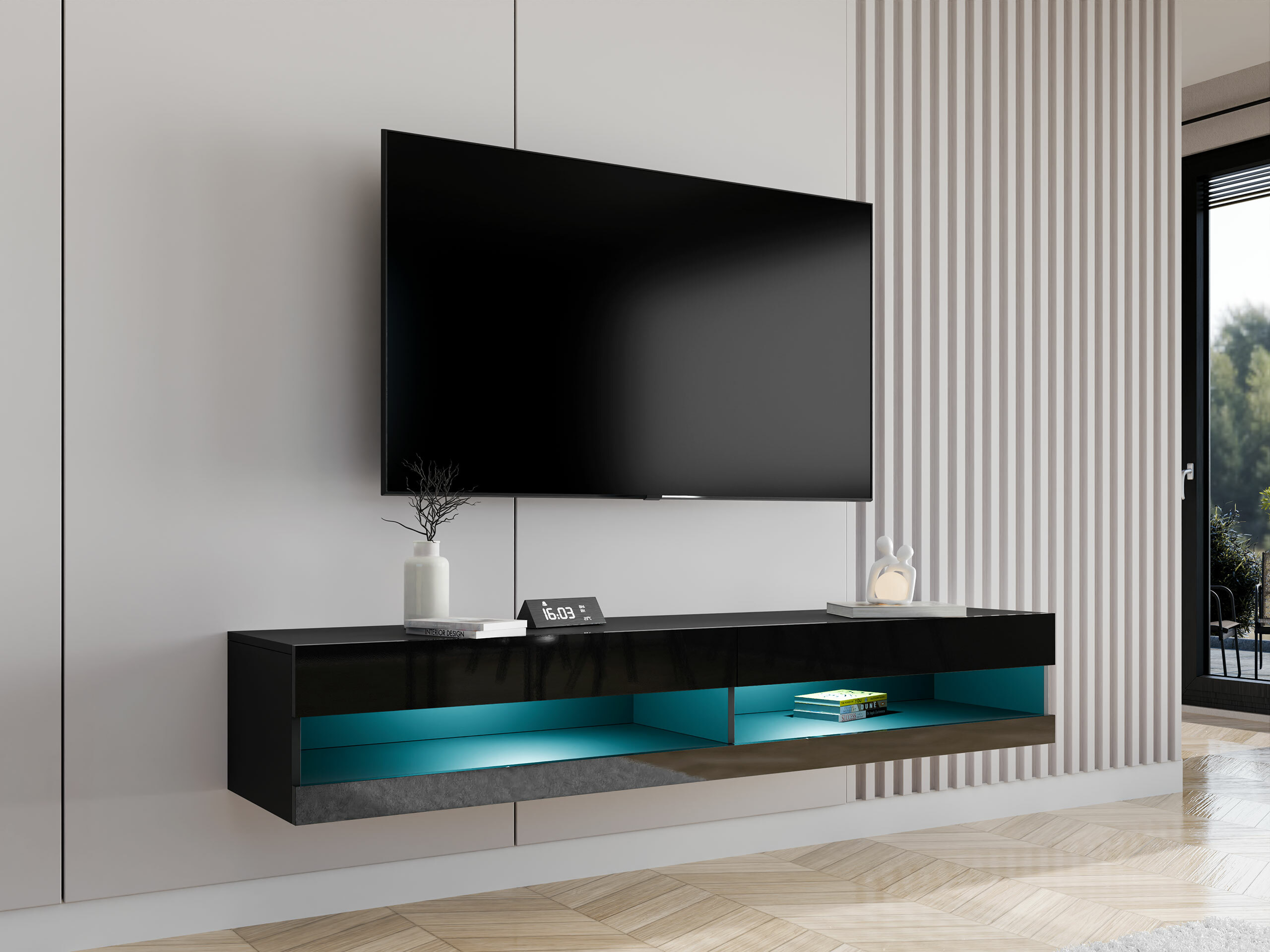 TV-bord Vilrin (Sort + Blank sort)