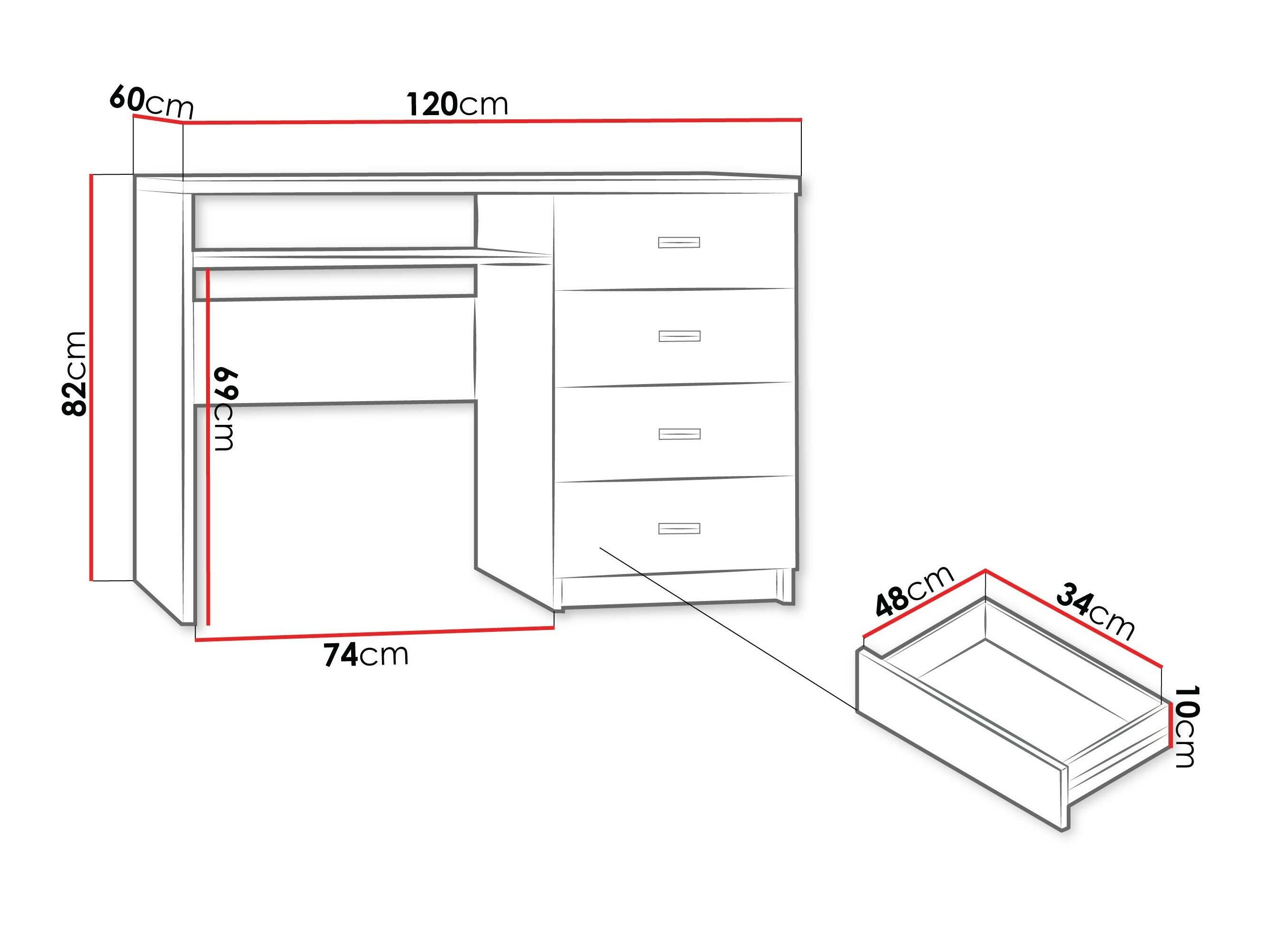 Skrivebord Serfeno 114 (Kraft Hvid)