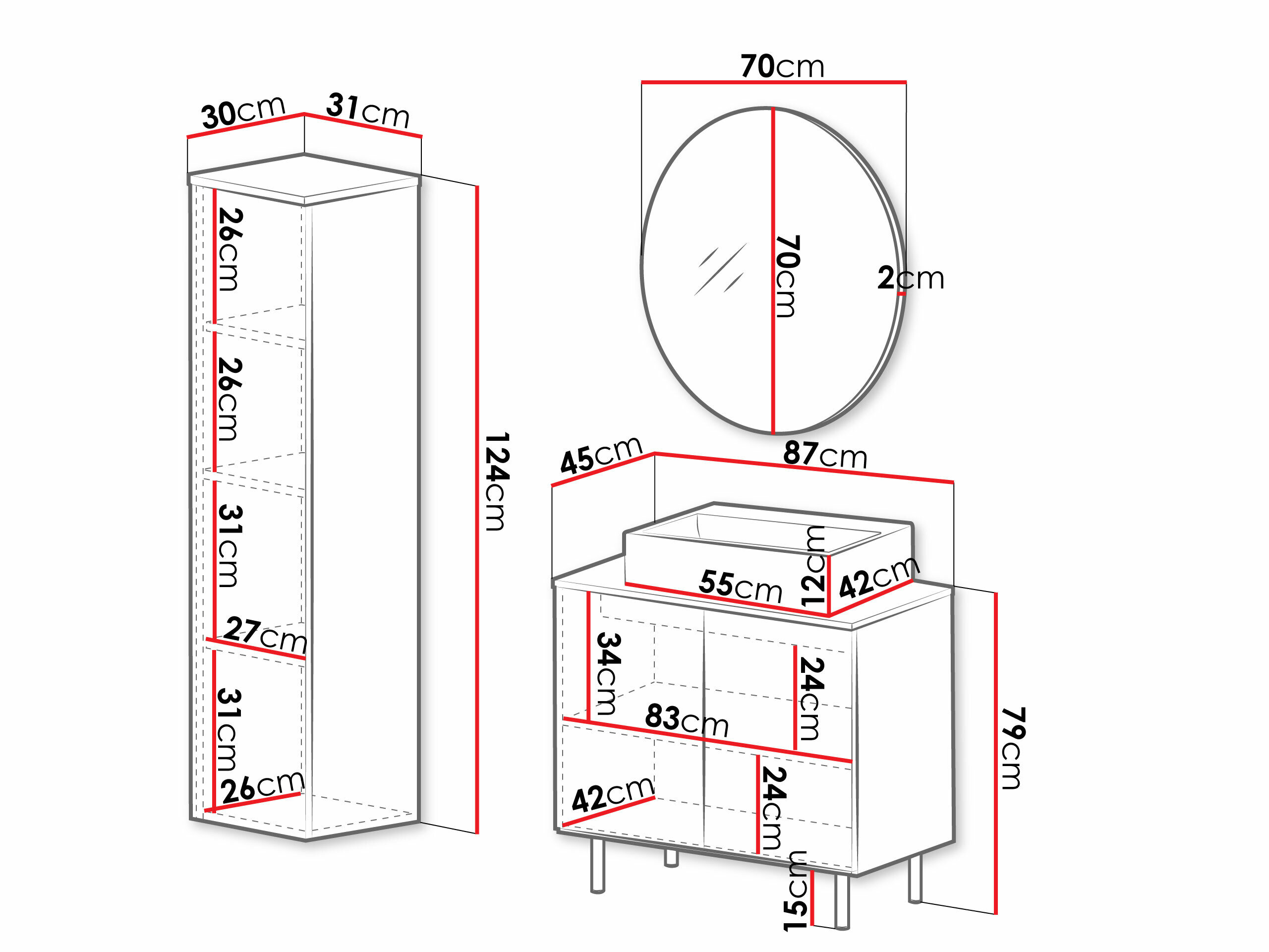 Badeværelsessæt Virdomi 110 (Sort)