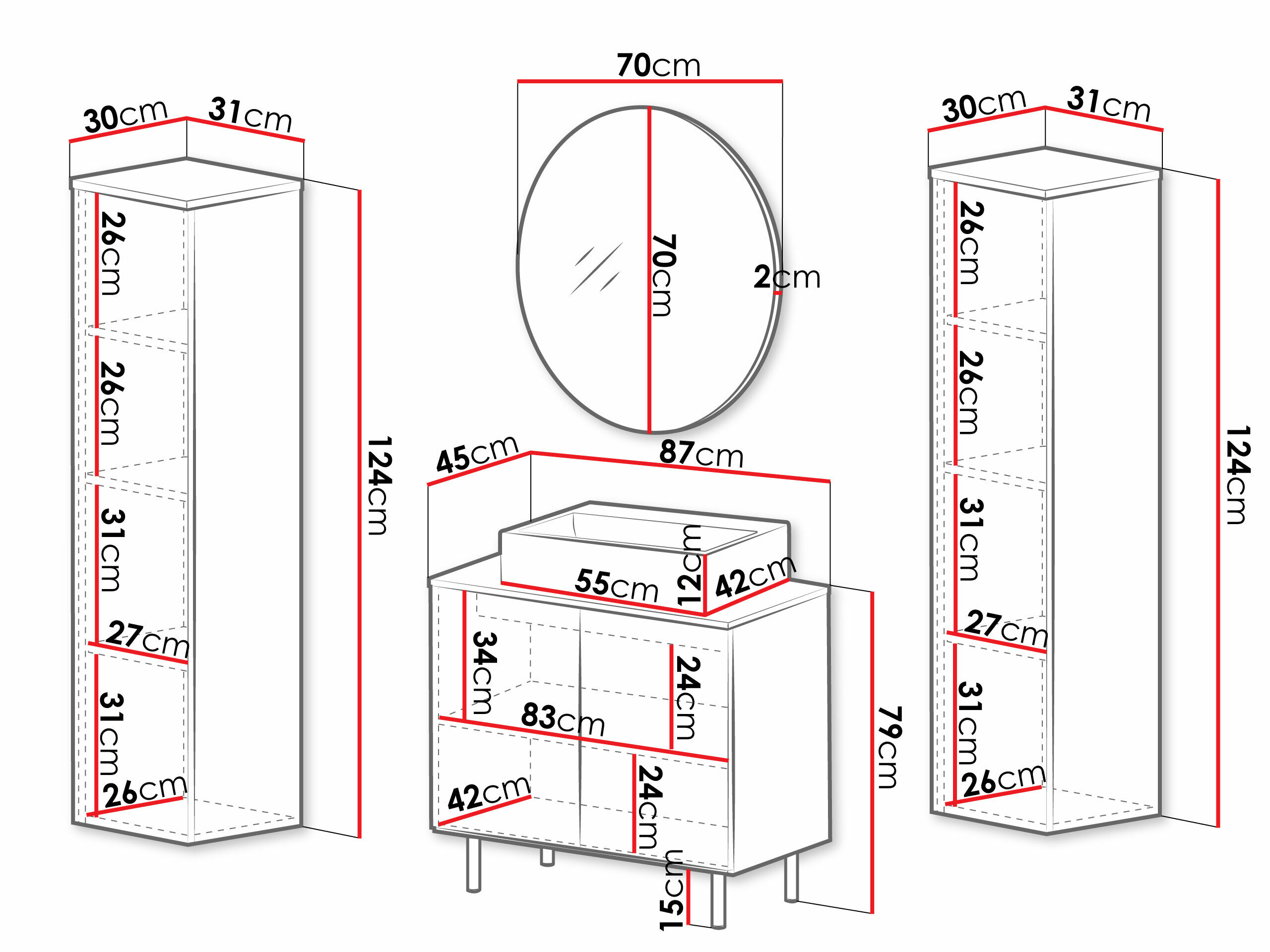 Badeværelsessæt Virdomi 112 (Sort)