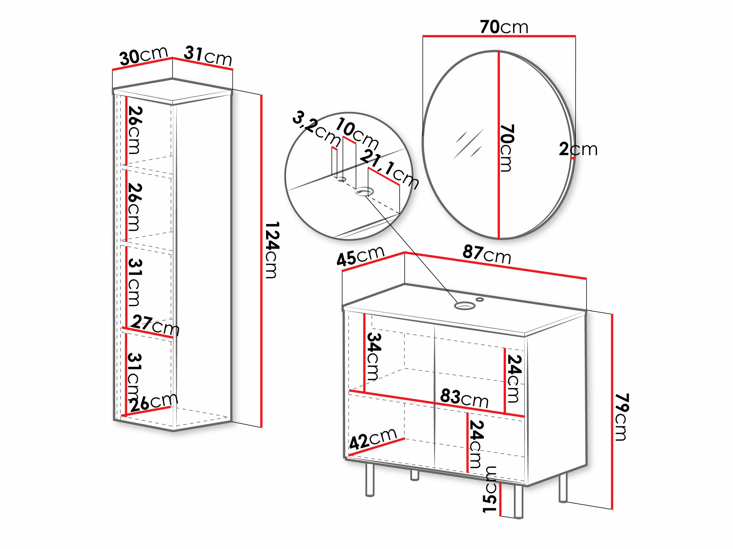 Badeværelsessæt Virdomi 110 (Sort)