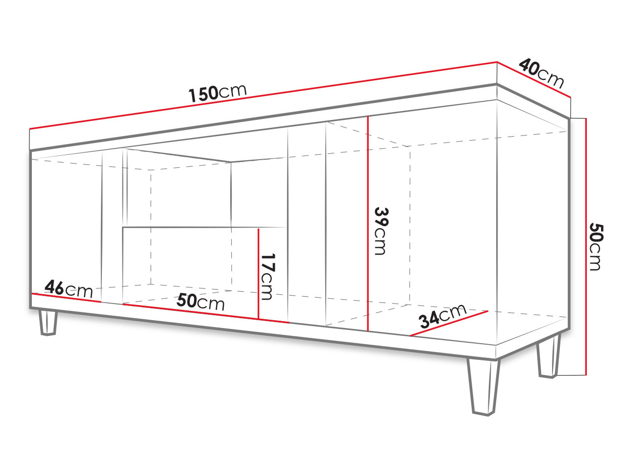 TV-bord Florem (Hvid + Glansfuld hvid + Lyst træ)