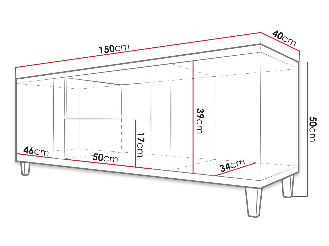 TV-bord Livseri 113 (Hvid + Glansfuld hvid + Lyst træ)